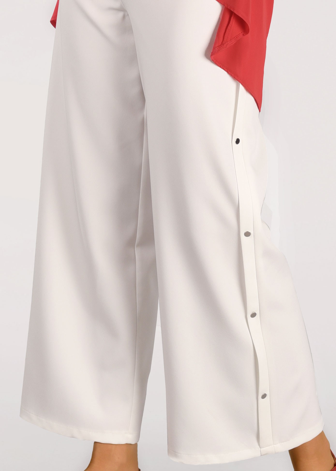 Tesettür giyim EKRU ÇITÇIT DETAYLI PANTOLON 7288