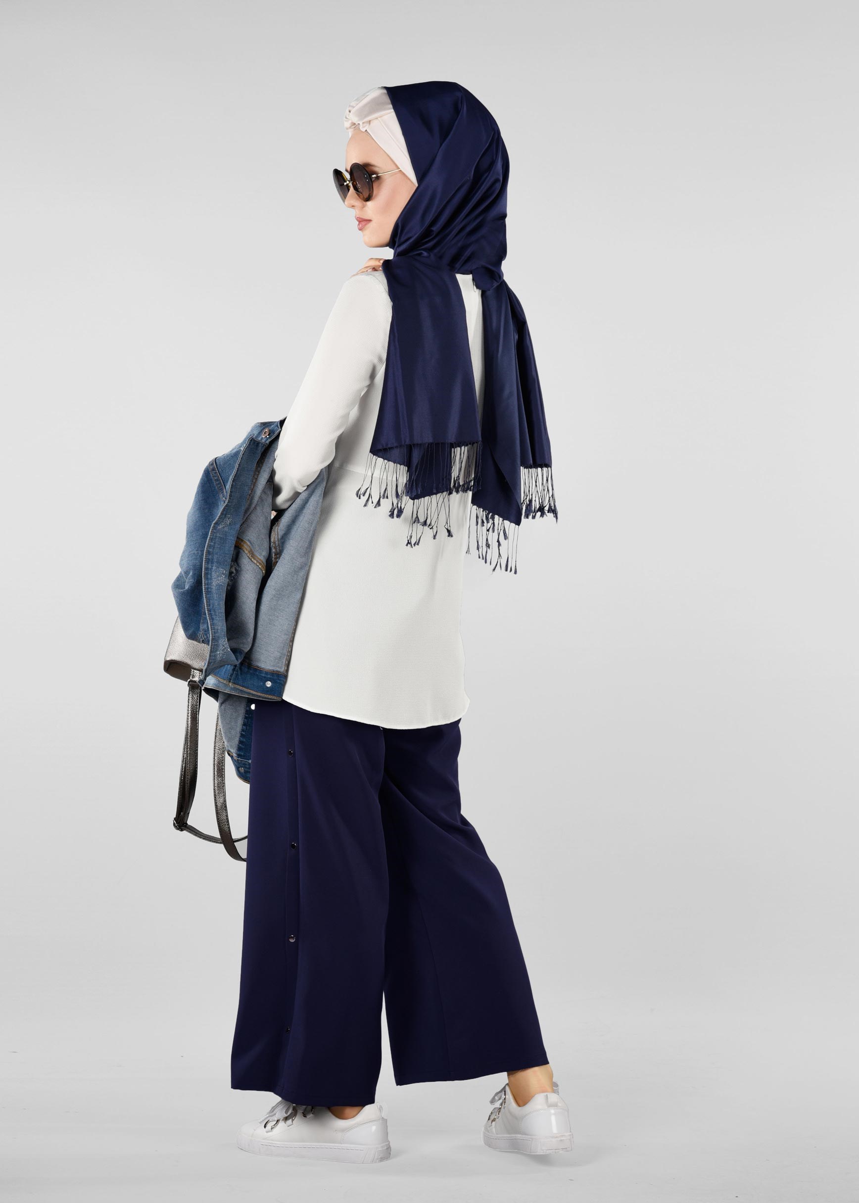 Tesettür giyim LACİVERT ÇITÇIT DETAYLI PANTOLON 7288