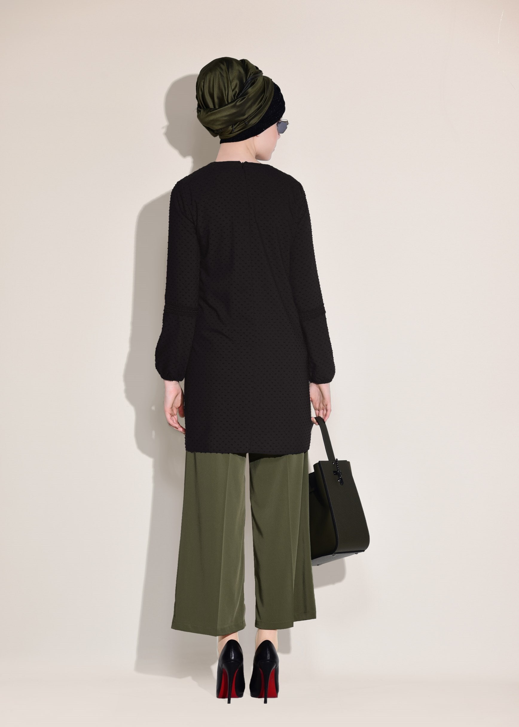 Tesettür giyim HAKİ CEP DETAYLI BOL KESİM PANTOLON 7289