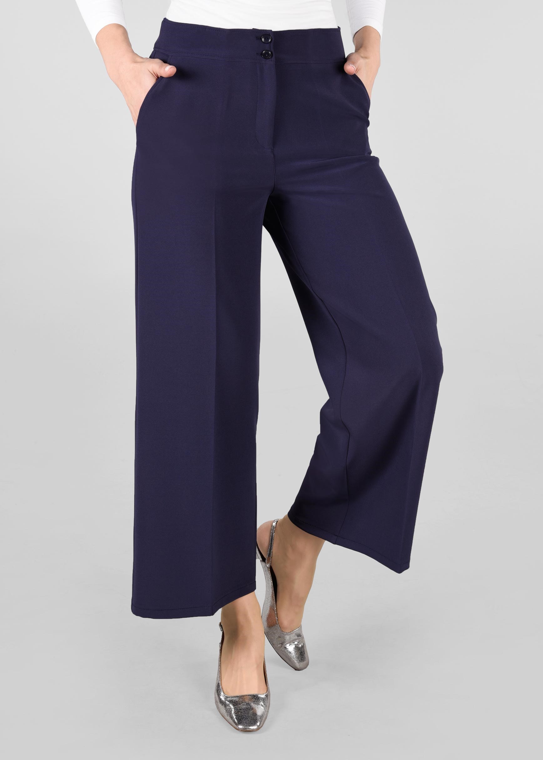 Tesettür giyim LACİVERT CEP DETAYLI BOL KESİM PANTOLON 7289