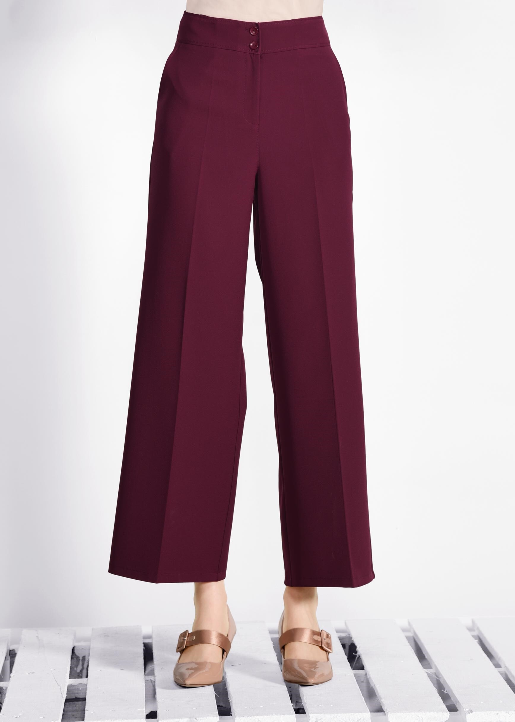 Tesettür giyim MOR CEP DETAYLI BOL KESİM PANTOLON 7289