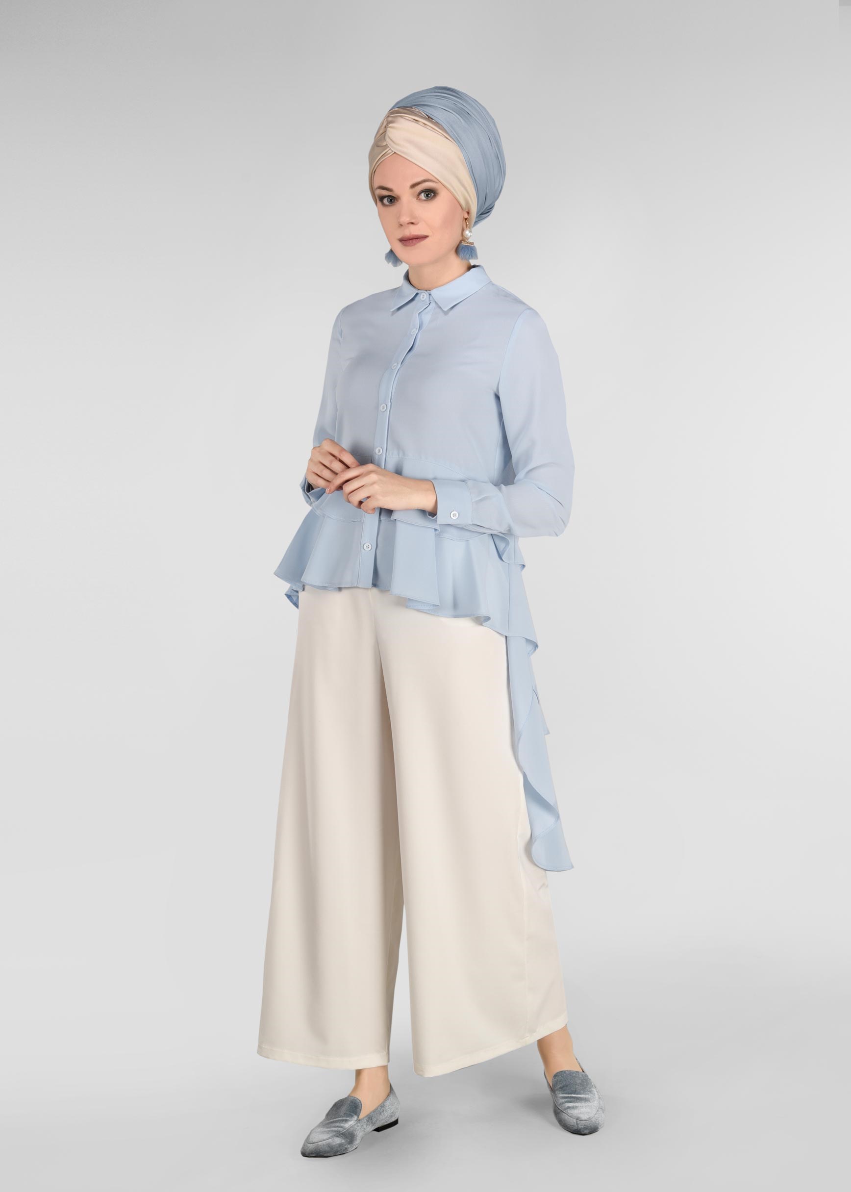 Tesettür giyim BEYAZ SALAŞ PANTOLON 7290