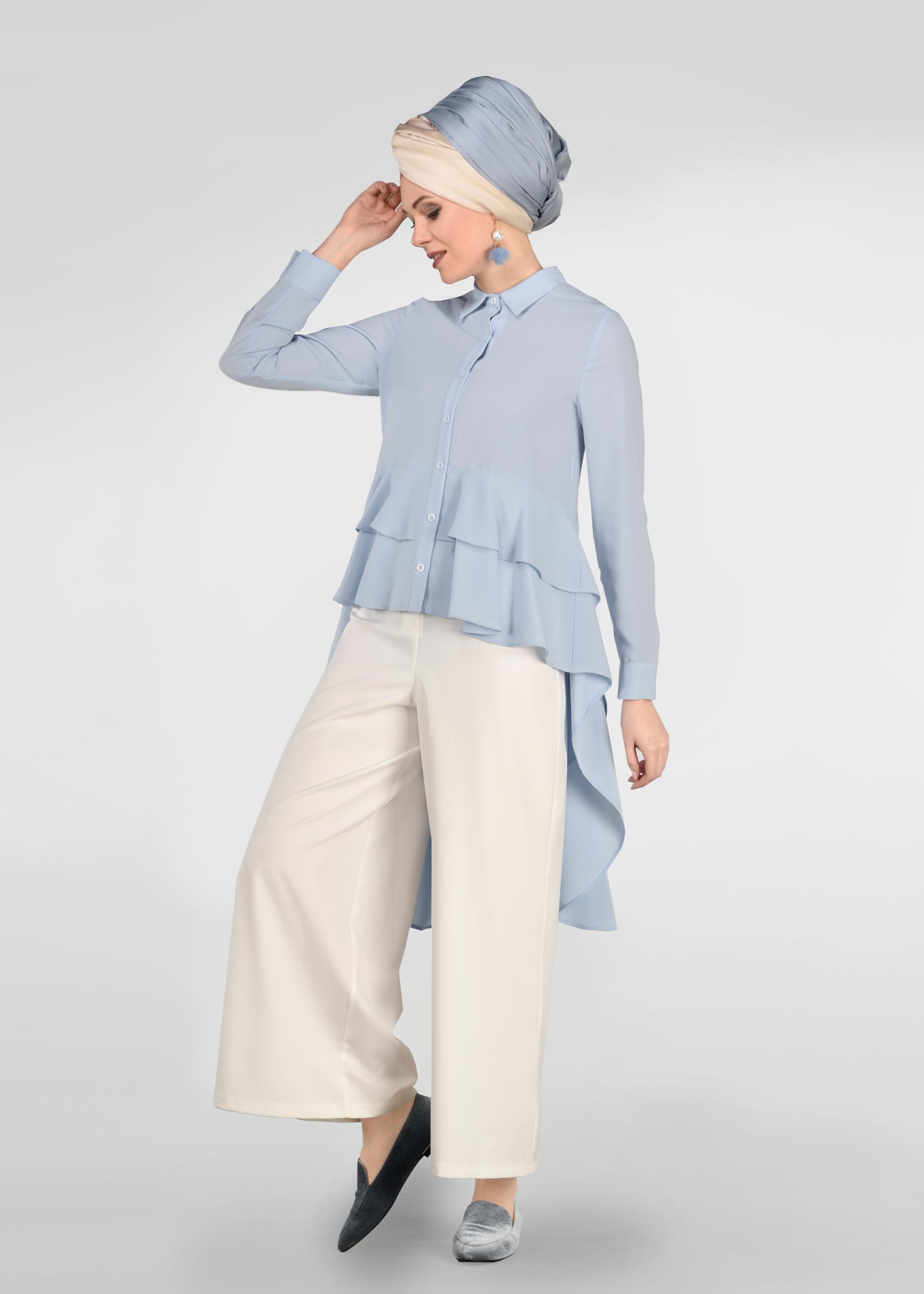 Tesettür giyim BEYAZ SALAŞ PANTOLON 7290