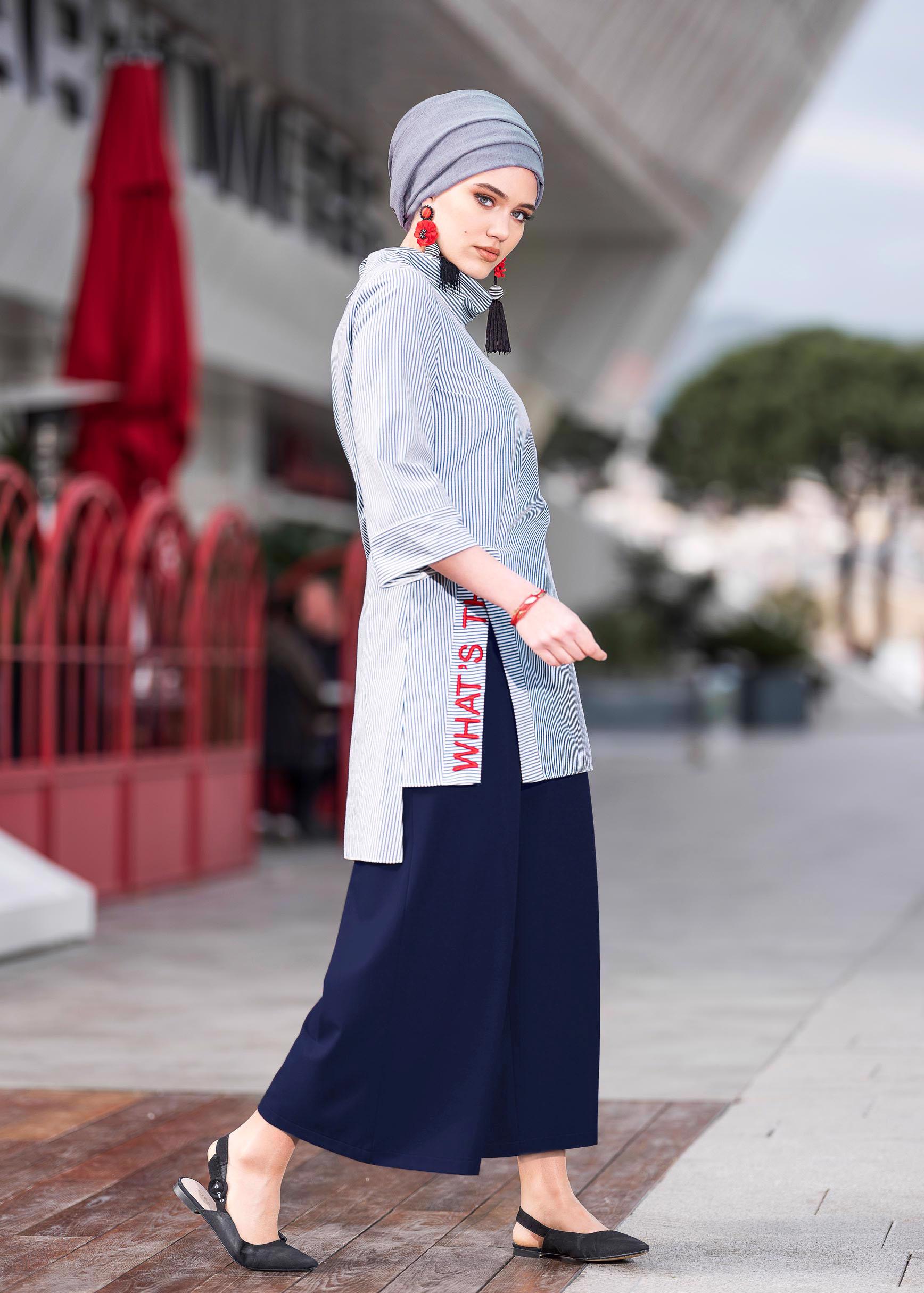 Tesettür giyim LACİVERT SALAŞ PANTOLON 7290