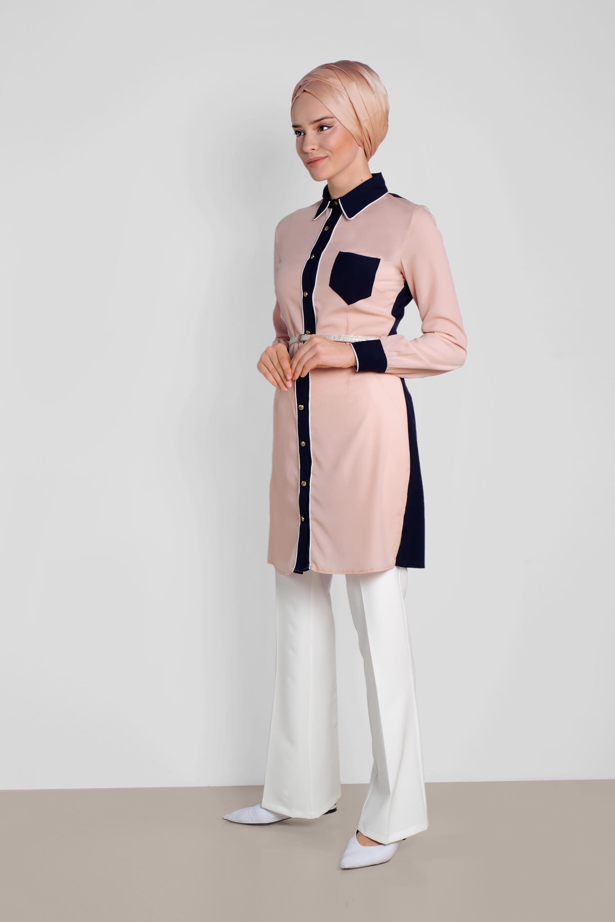 Tesettür giyim EKRU BOL PAÇA KLASİK PANTOLON 7291