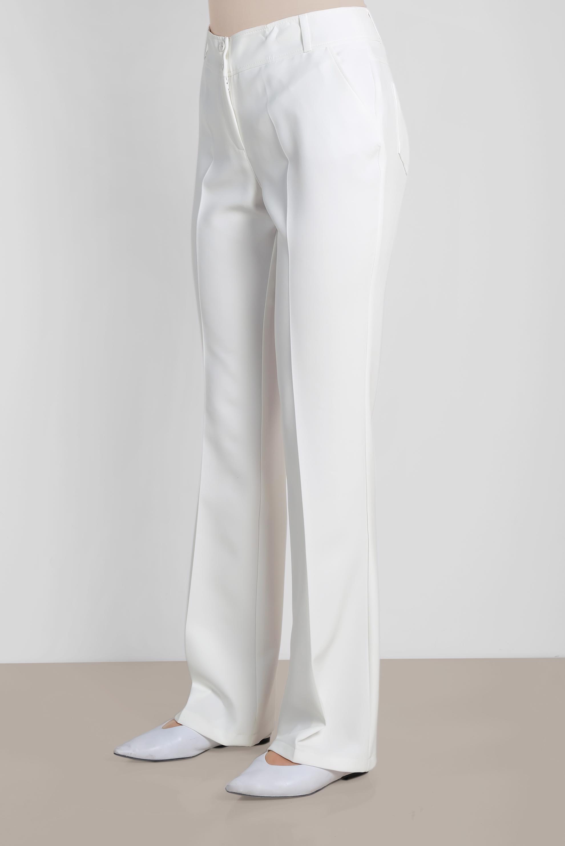 Tesettür giyim EKRU BOL PAÇA KLASİK PANTOLON 7291