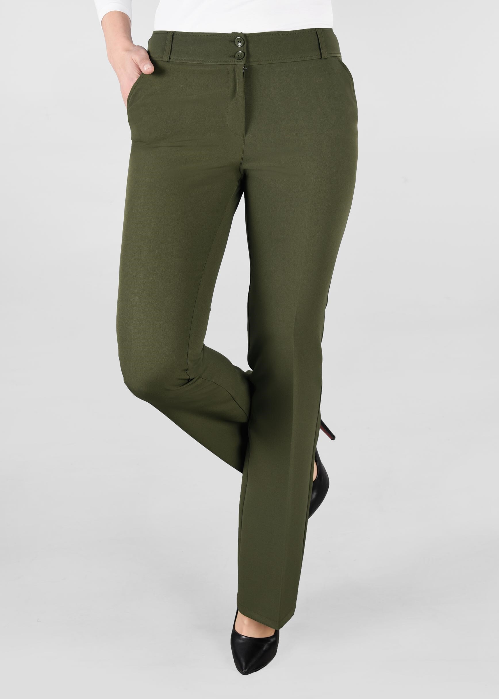 Tesettür giyim HAKİ BOL PAÇA KLASİK PANTOLON 7291