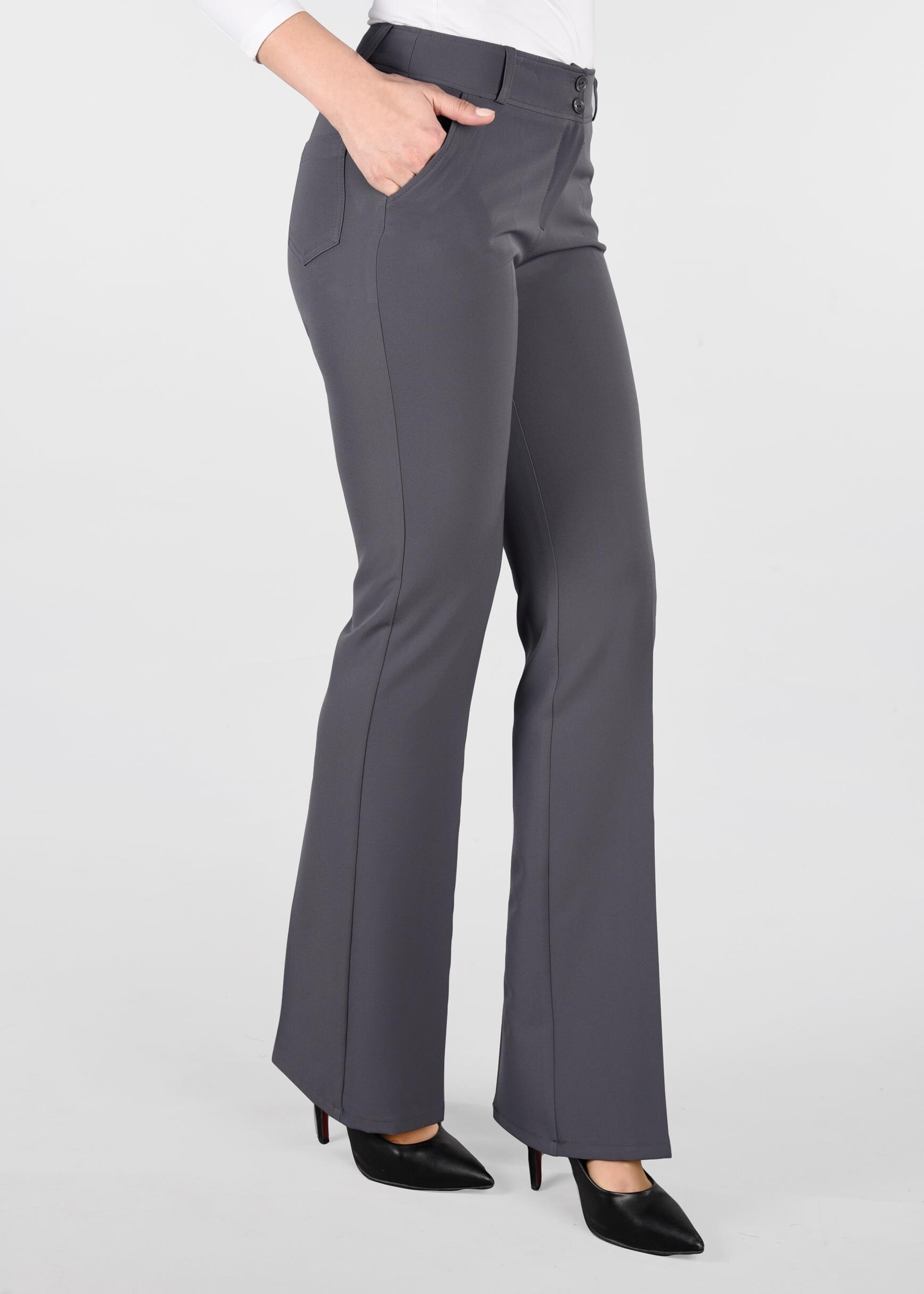 Tesettür giyim GRİ BOL PAÇA KLASİK PANTOLON 7291