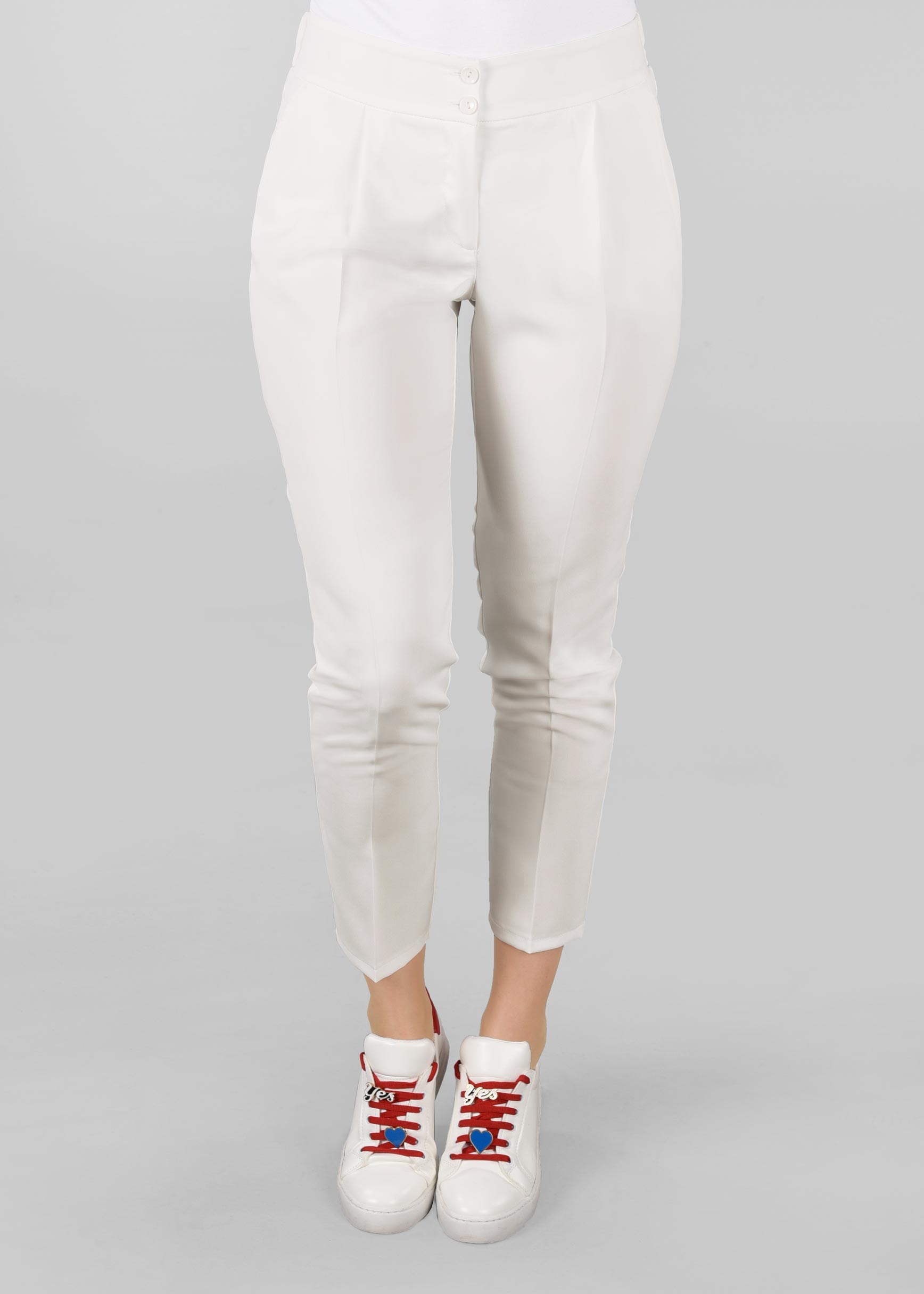 Tesettür giyim BEYAZ PİLE DETAYLI CEPLİ PANTOLON 7292