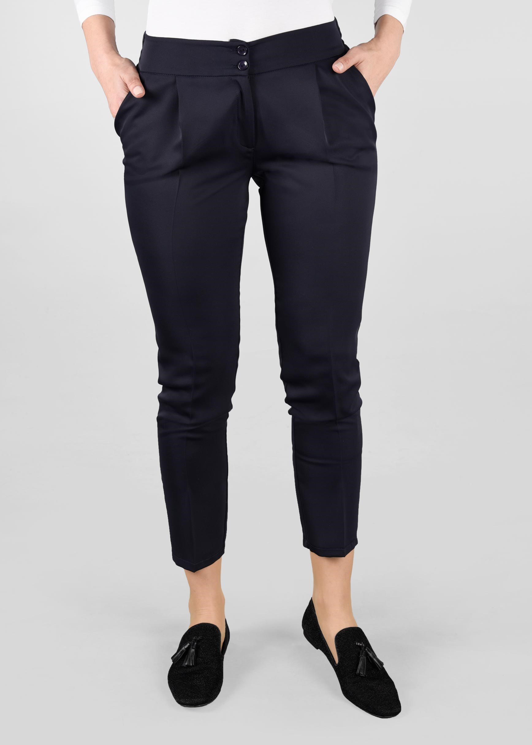 Tesettür giyim LACİVERT PİLE DETAYLI CEPLİ PANTOLON 7292