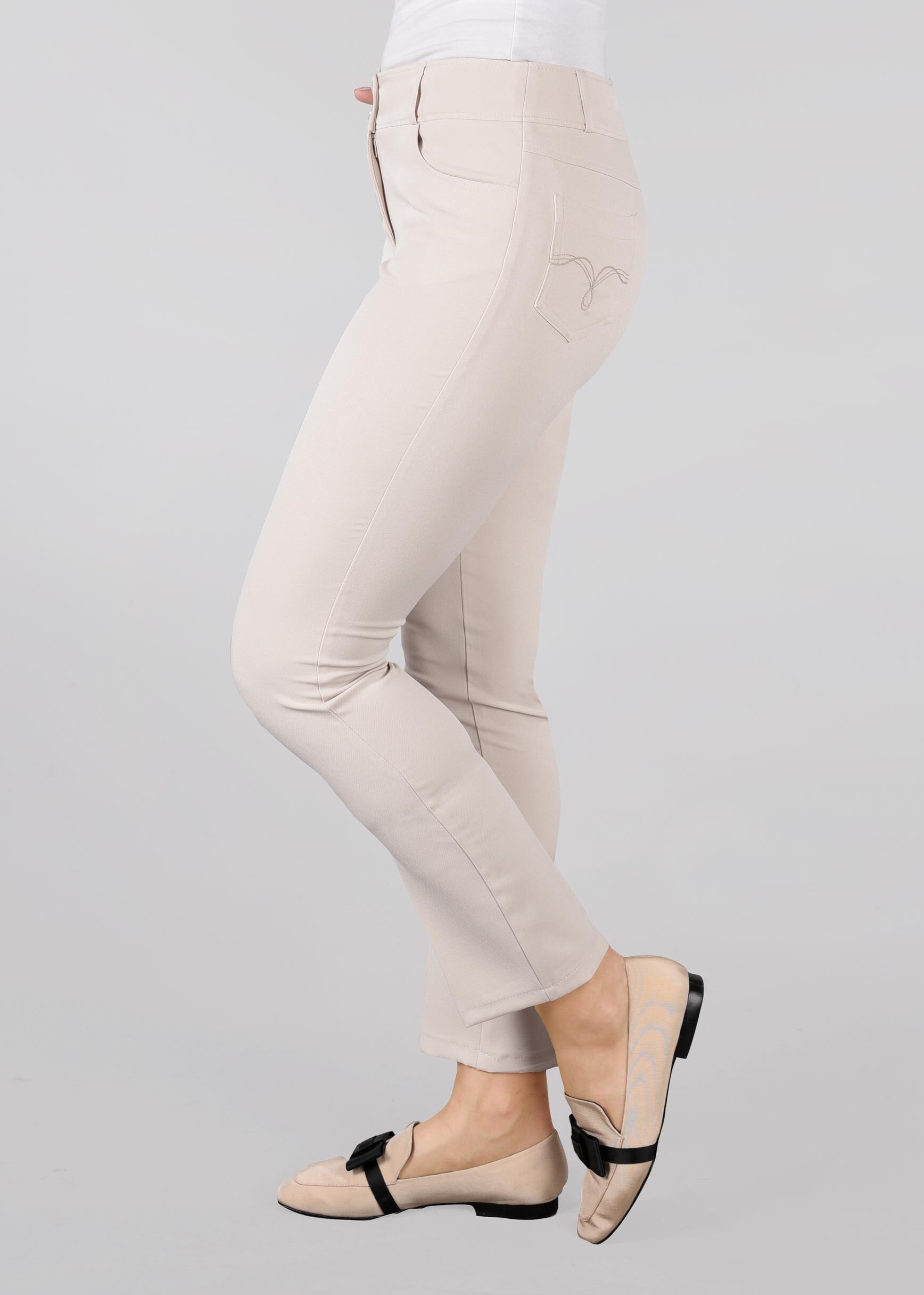 Tesettür giyim BEJ YÜKSEK BEL PANTOLON 7305