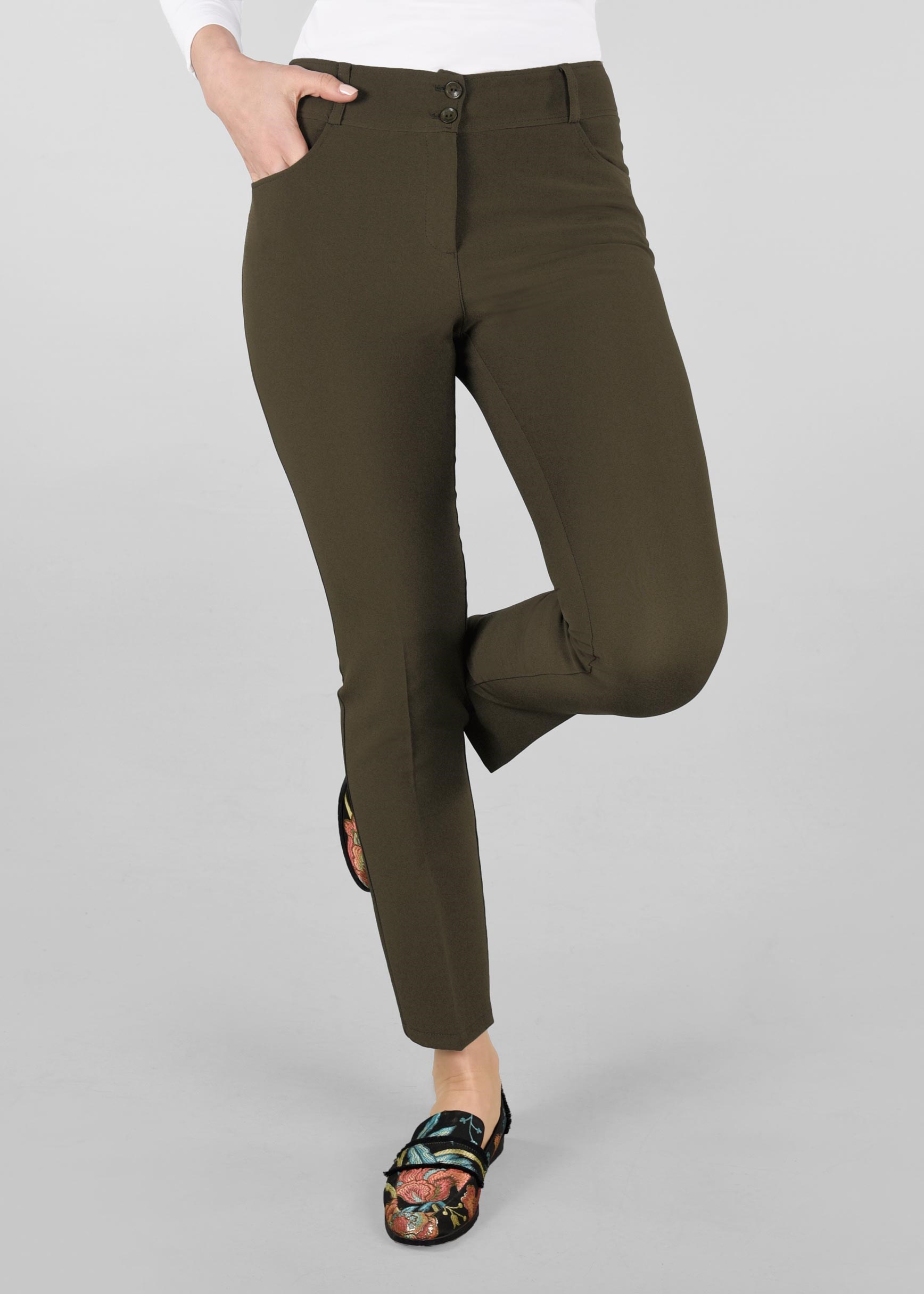 Tesettür giyim HAKİ YÜKSEK BEL PANTOLON 7305