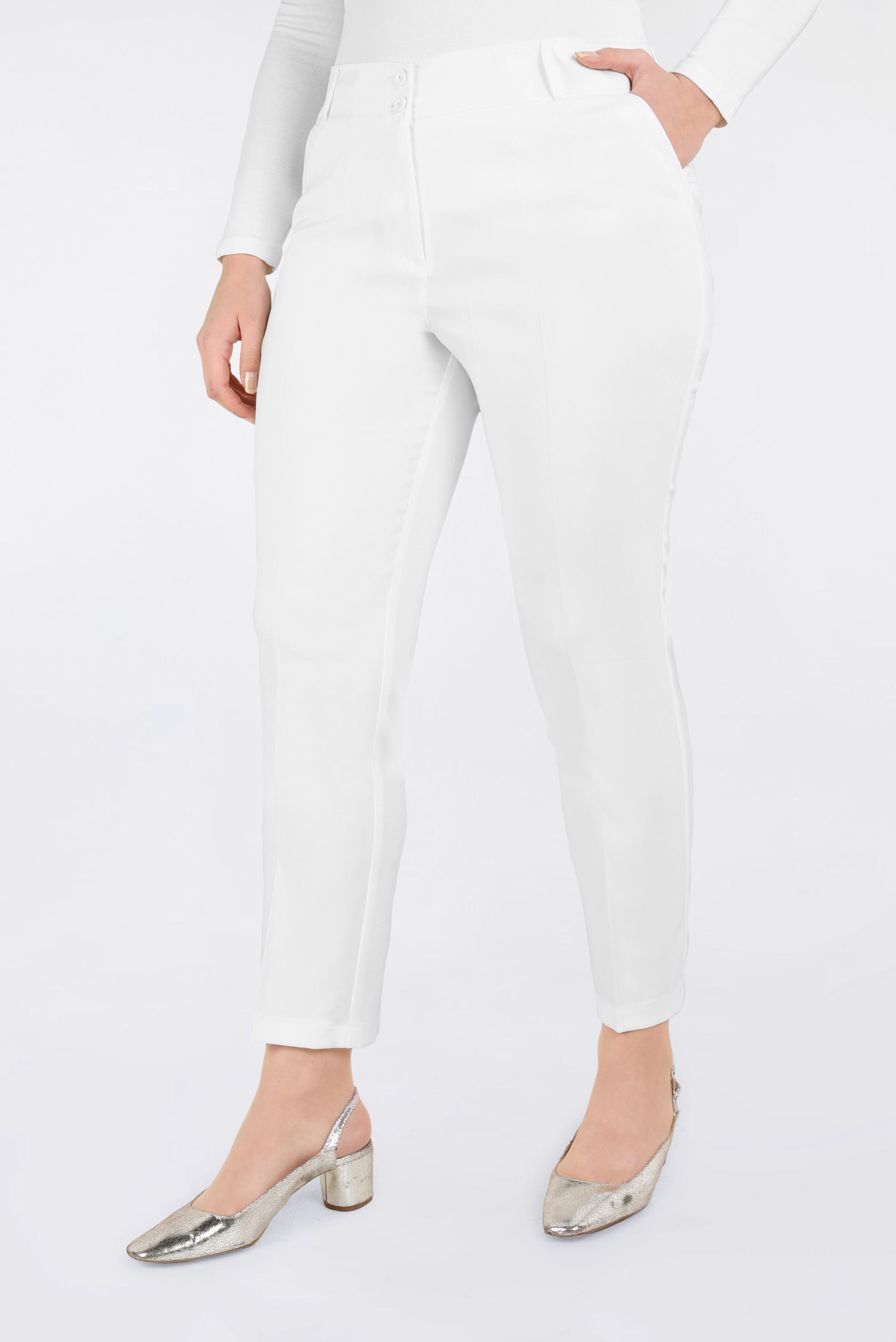 Tesettür giyim BEYAZ BORU PAÇA PANTOLON 7306