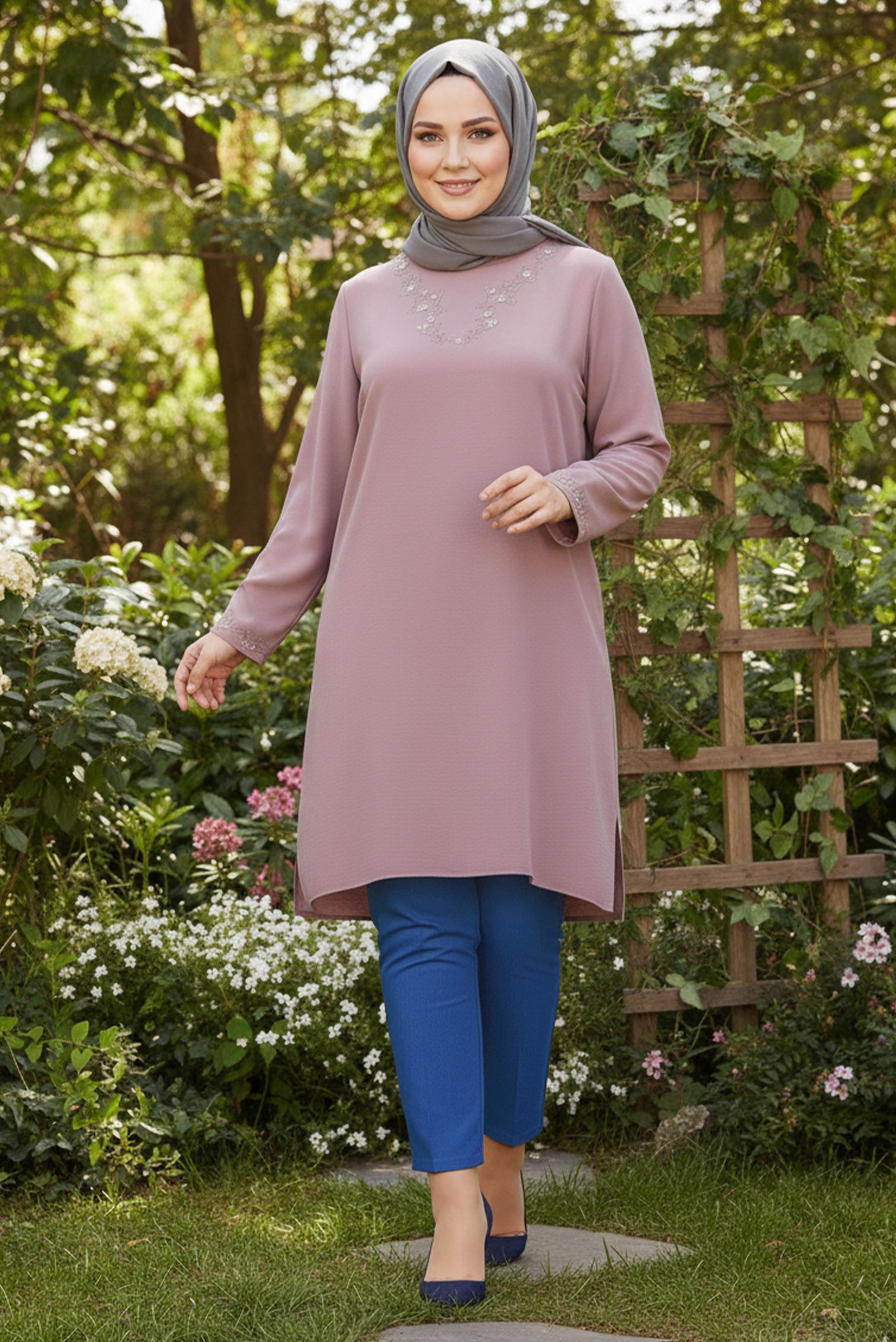 Tesettür giyim LACİVERT BORU PAÇA PANTOLON 7306