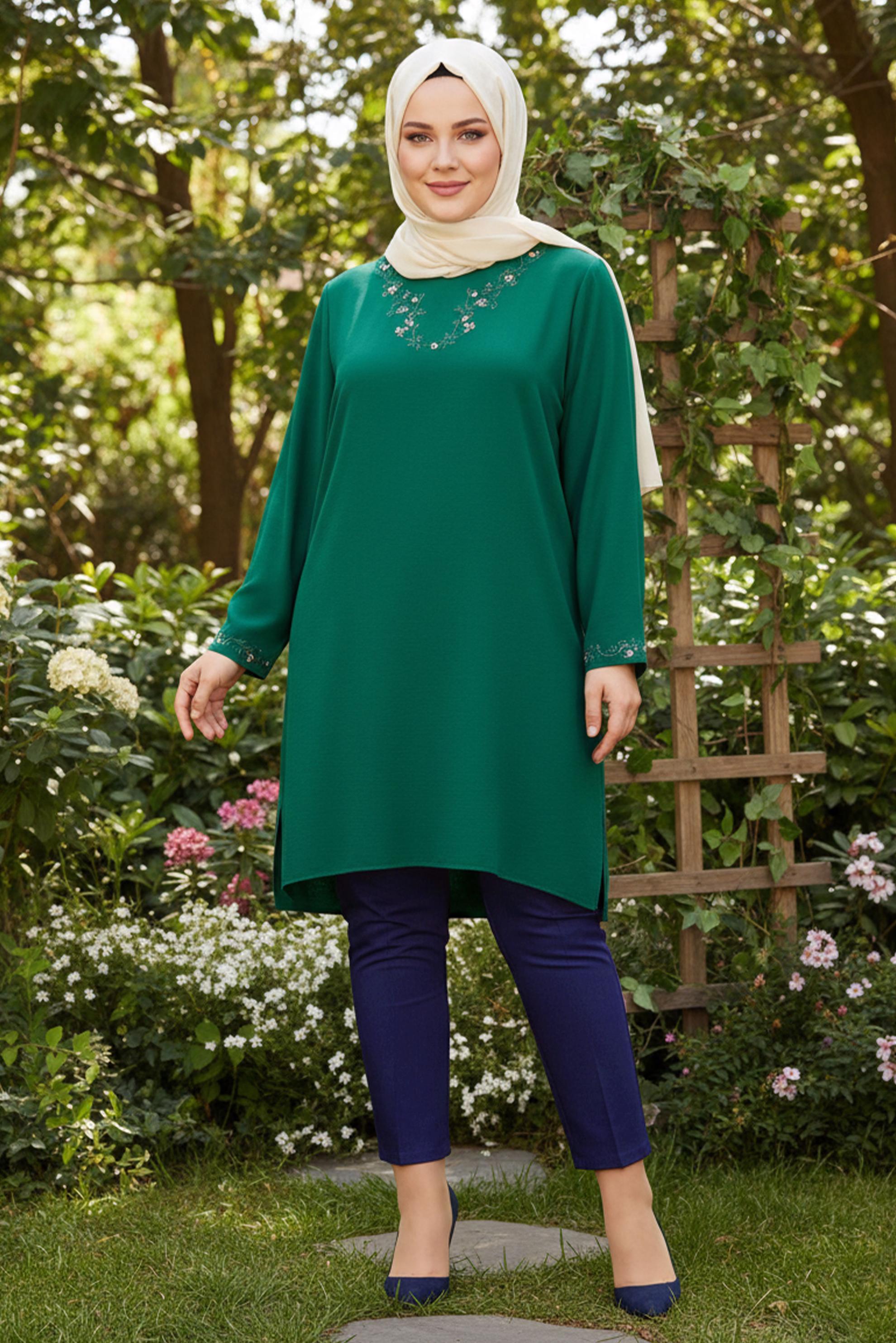 Tesettür giyim LACİVERT BORU PAÇA PANTOLON 7306