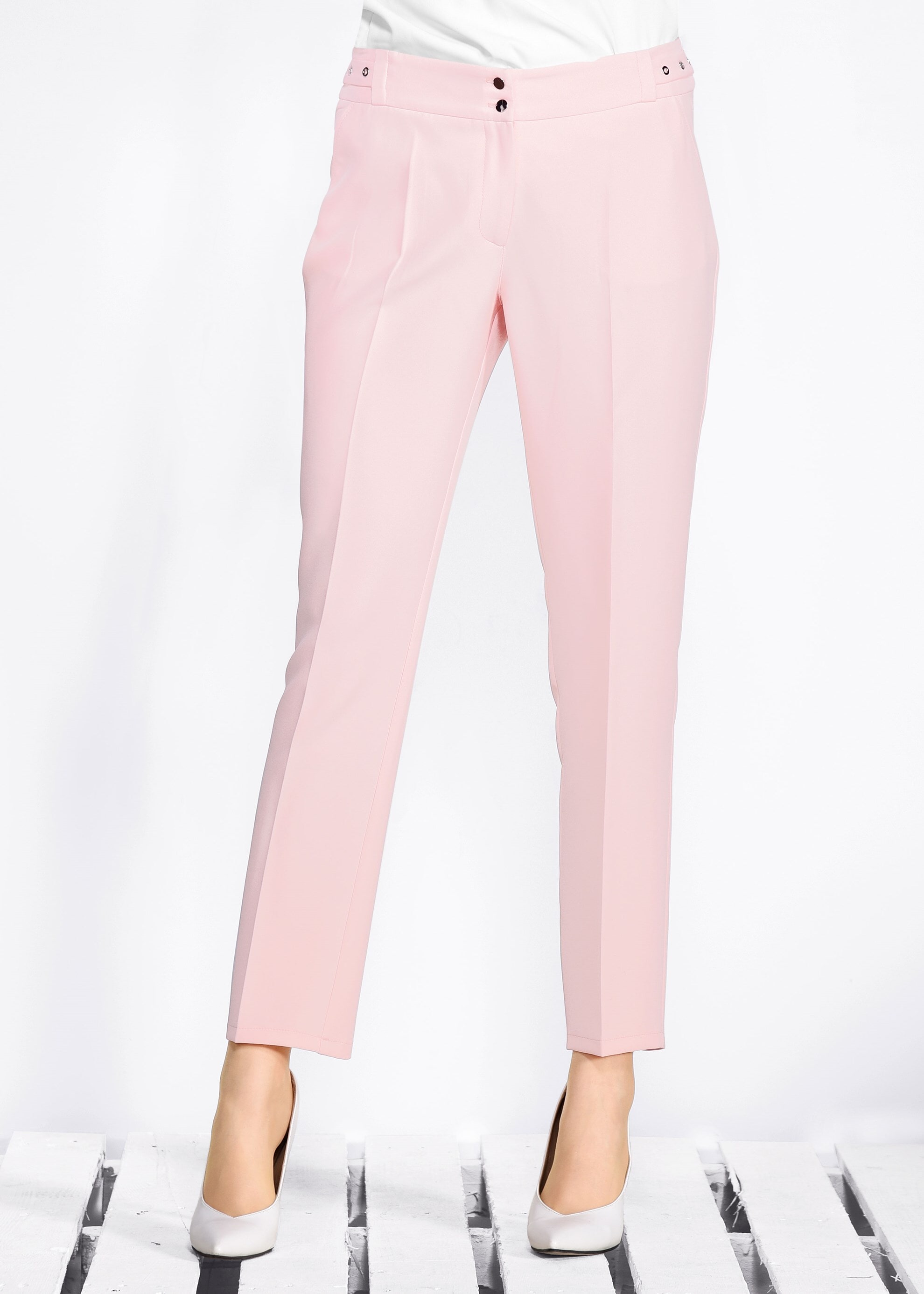 Tesettür giyim PUDRA BEL KISMI KUŞGÖZÜ DETAYLI PANTOLON 7307