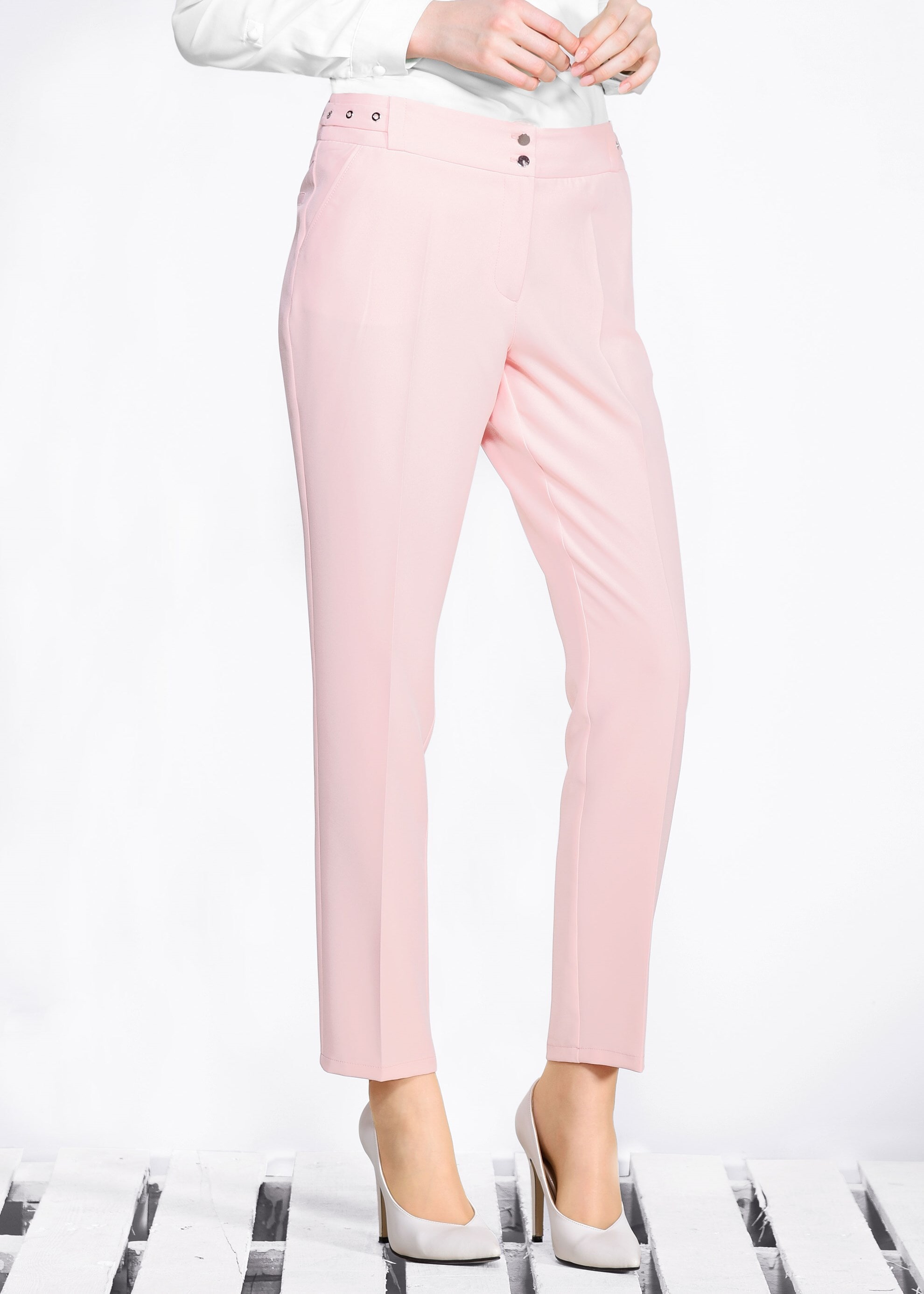 Tesettür giyim PUDRA BEL KISMI KUŞGÖZÜ DETAYLI PANTOLON 7307