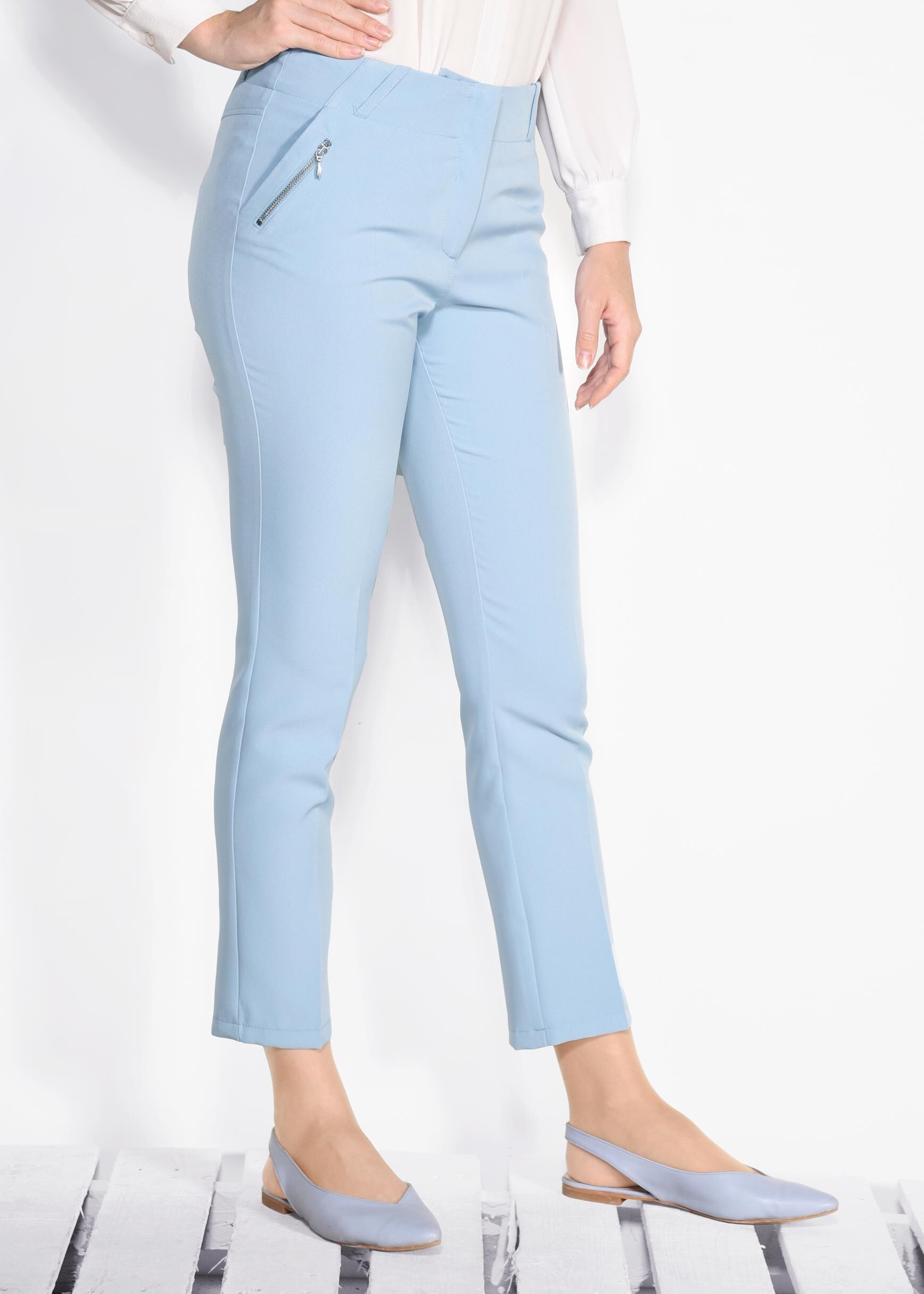 Tesettür giyim MAVİ FERMUAR DETAYLI PANTOLON 7308