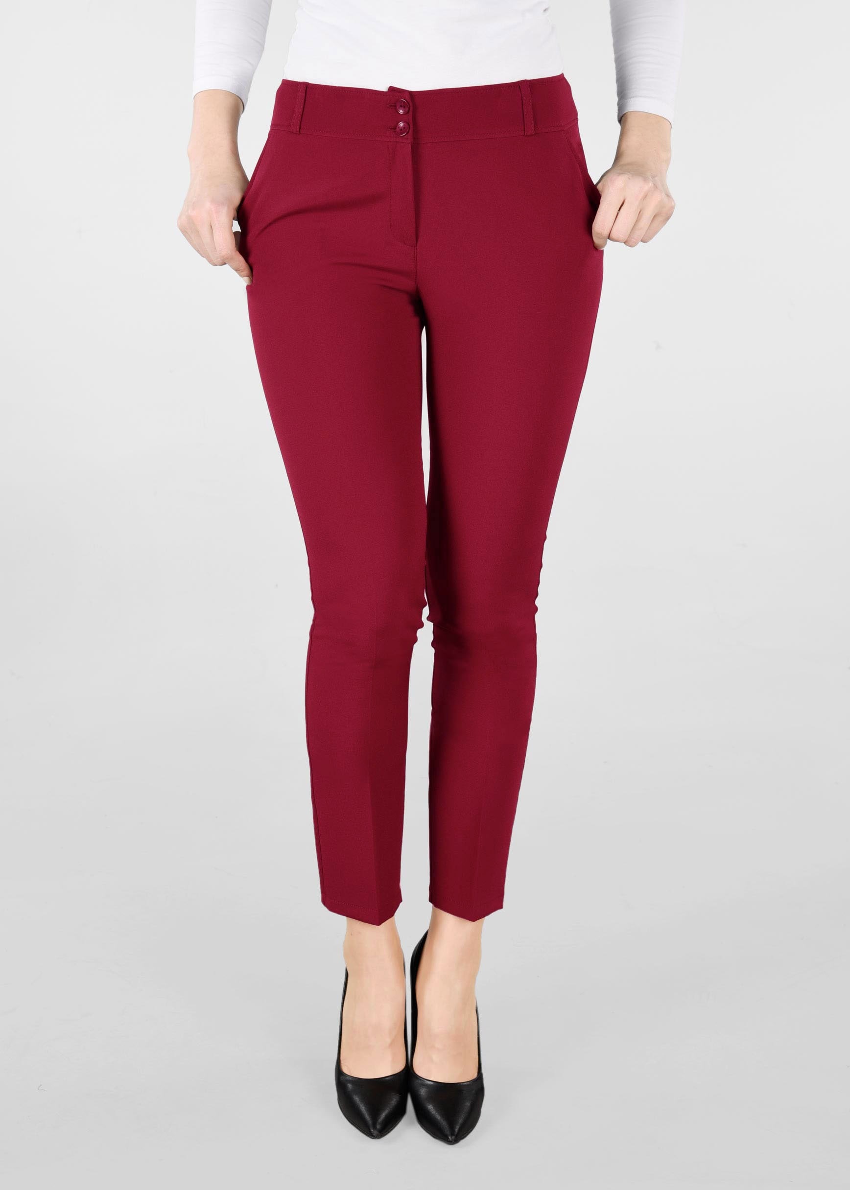 Tesettür giyim KIRMIZI BORU PAÇA PANTOLON 7309