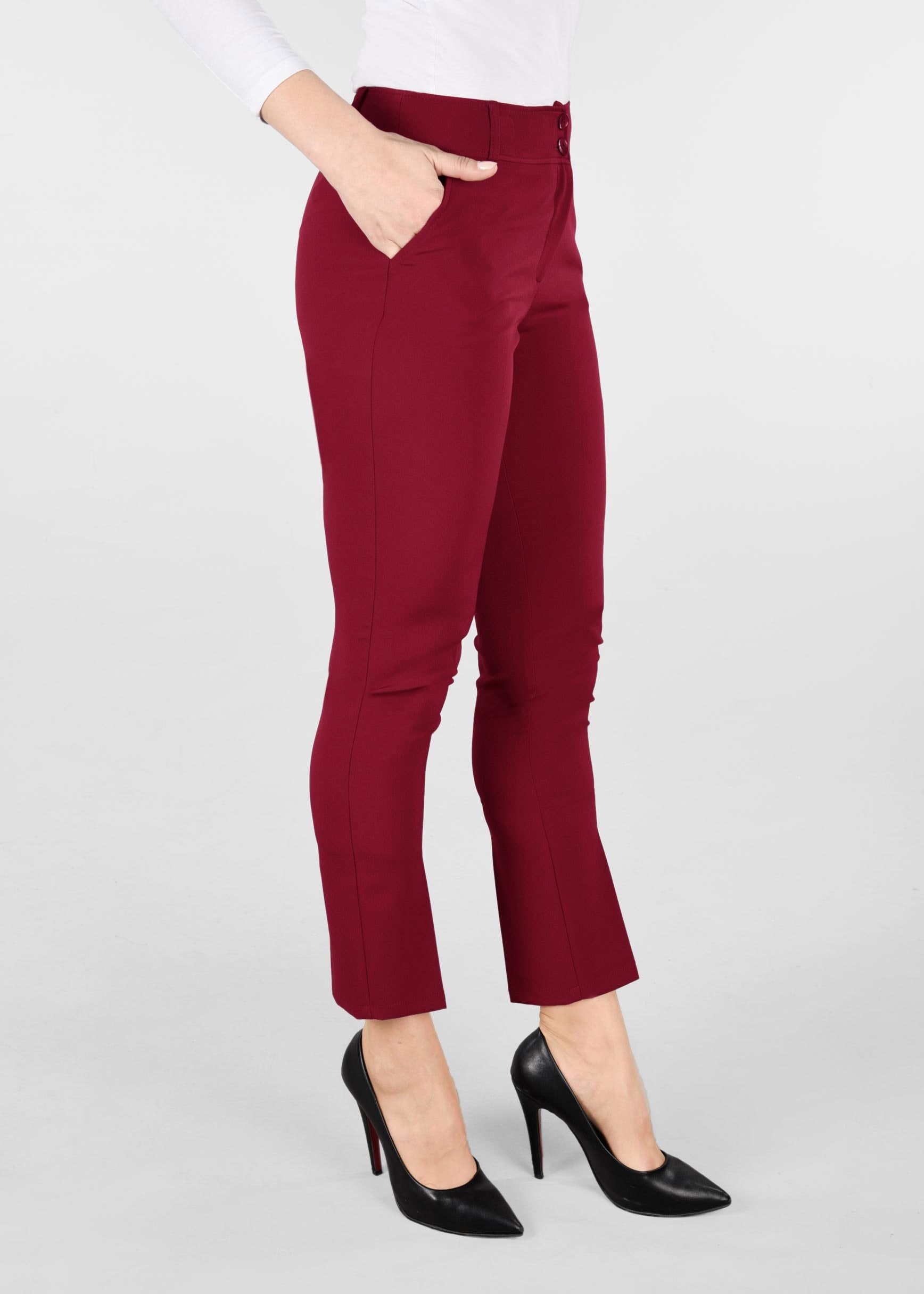 Tesettür giyim KIRMIZI BORU PAÇA PANTOLON 7309