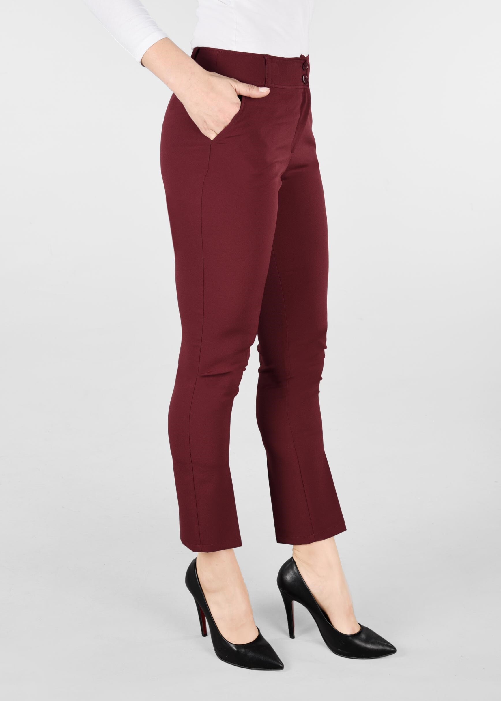 Tesettür giyim BORDO BORU PAÇA PANTOLON 7309