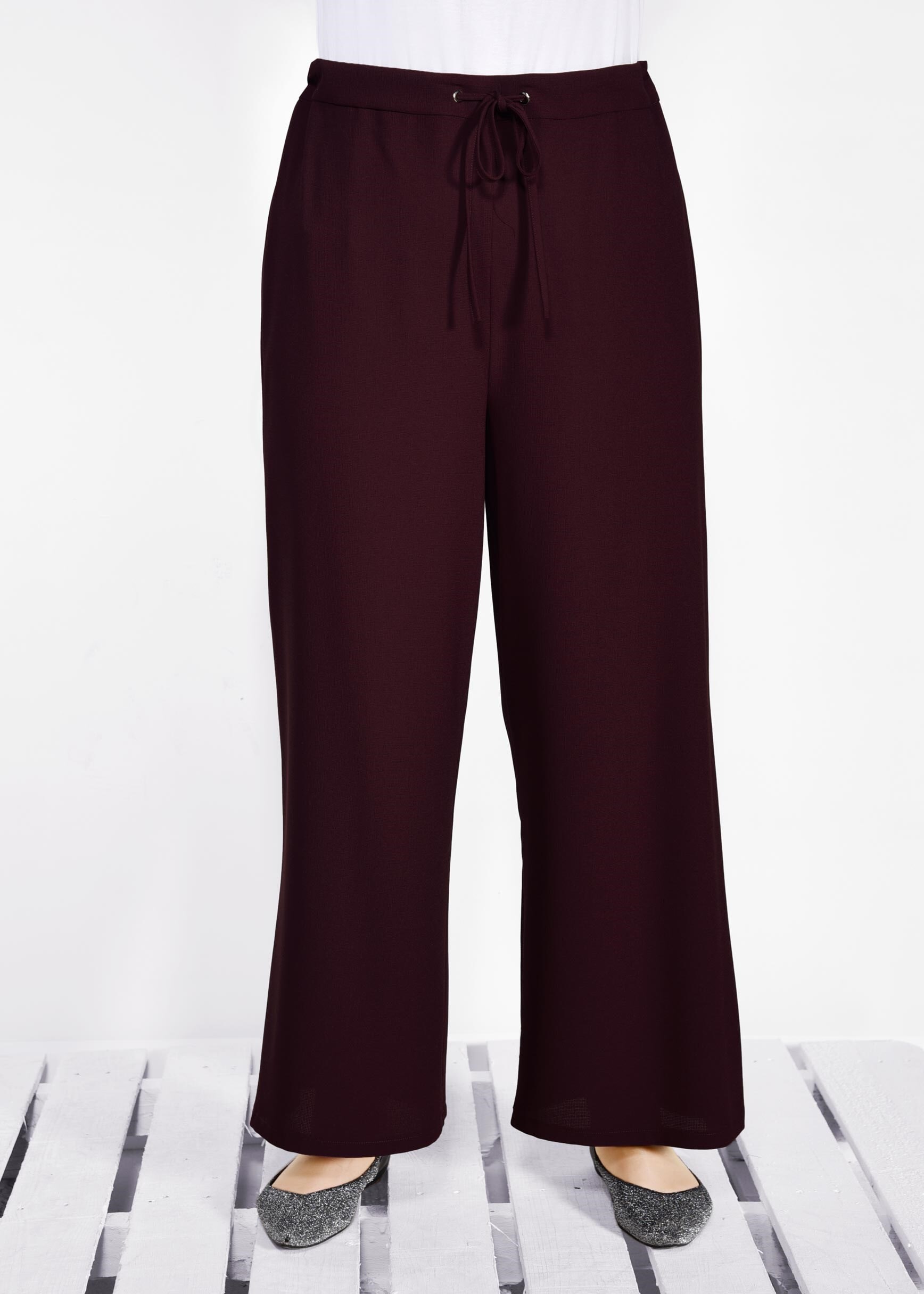 Tesettür giyim MÜRDÜM BELİ LASTİKLİ BAĞCIKLI BOL KESİM PANTOLON 7311