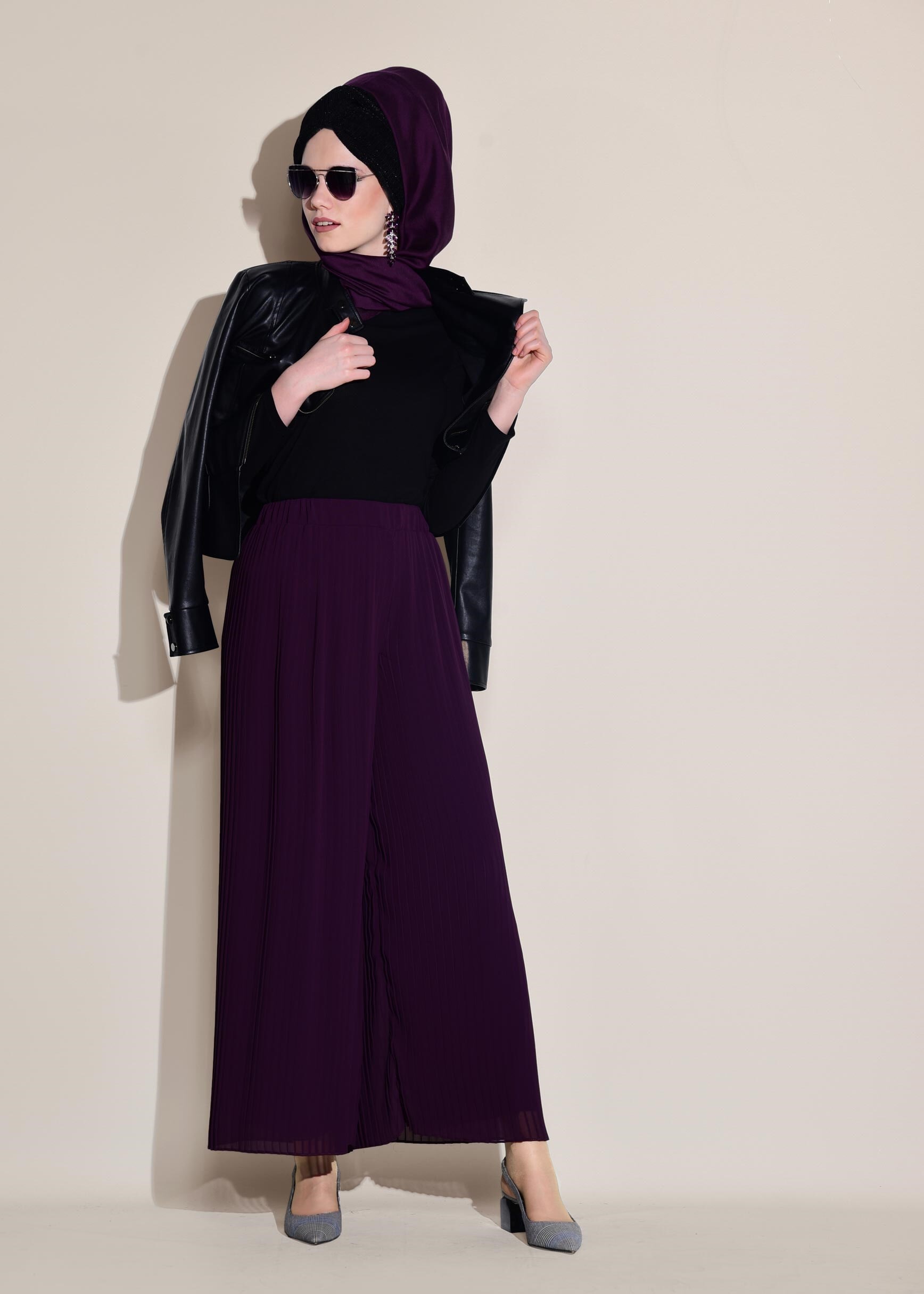 Tesettür giyim MÜRDÜM BELİ LASTİKLİ SALAŞ PANTOLON 7313