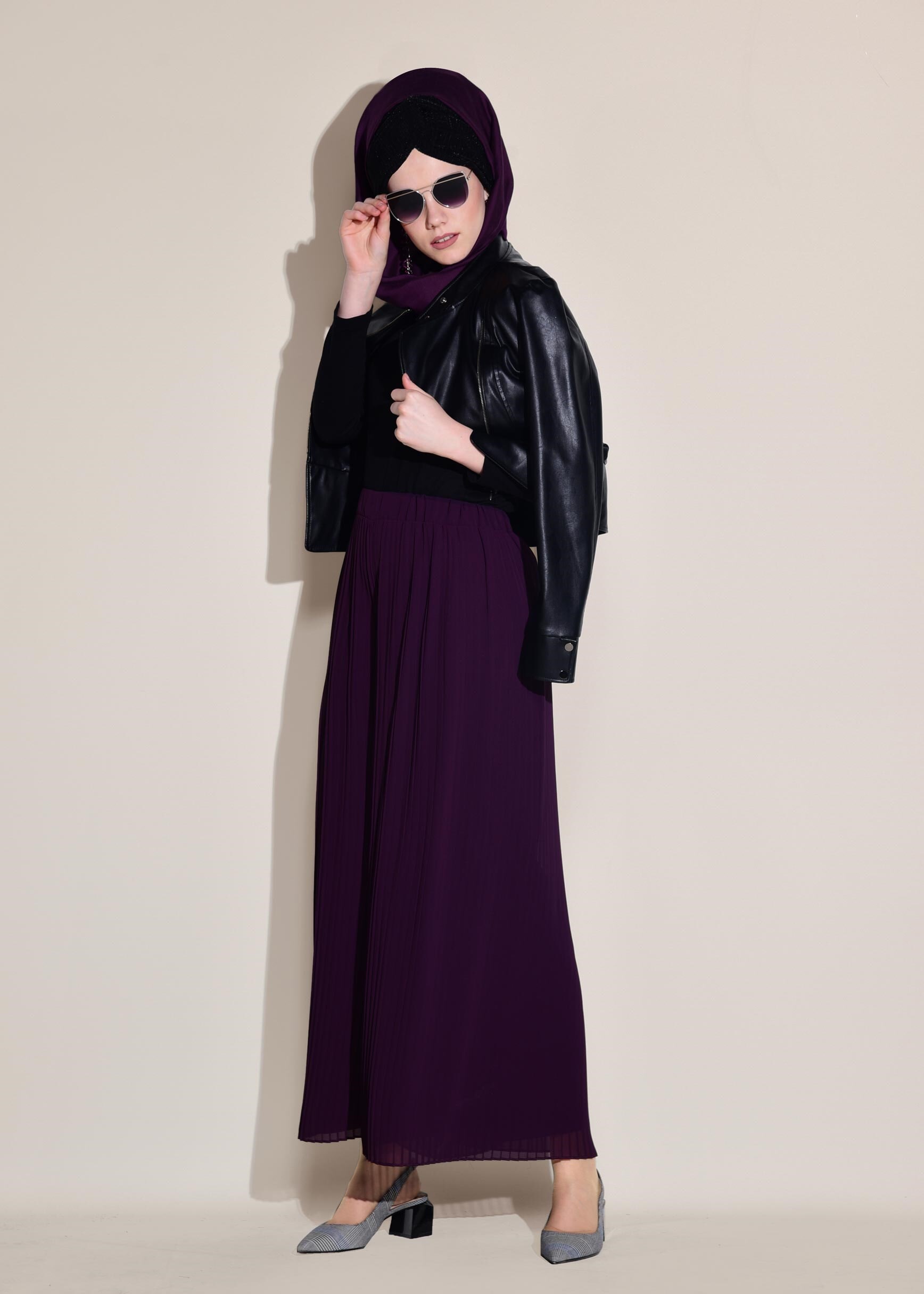 Tesettür giyim MÜRDÜM BELİ LASTİKLİ SALAŞ PANTOLON 7313