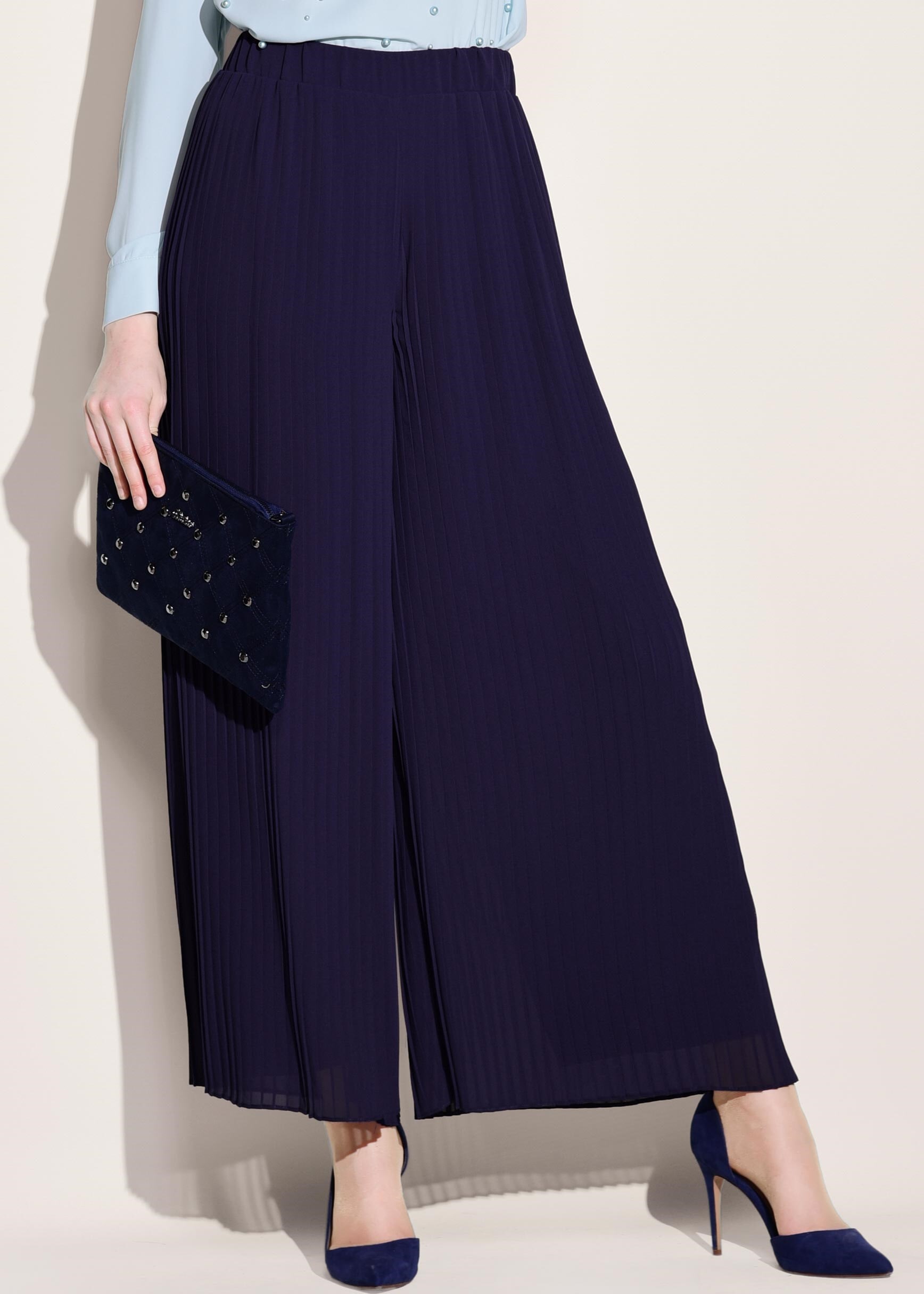 Tesettür giyim LACİVERT BELİ LASTİKLİ SALAŞ PANTOLON 7313