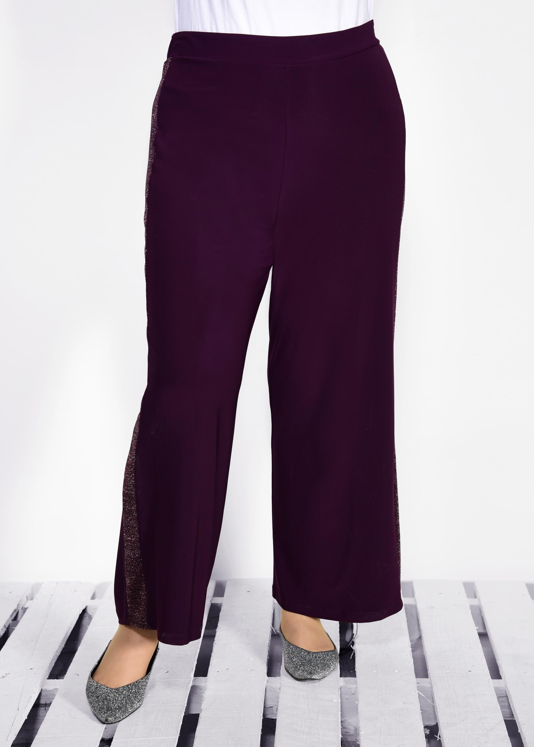 Tesettür giyim MOR ŞERİTLİ PANTOLON 7315