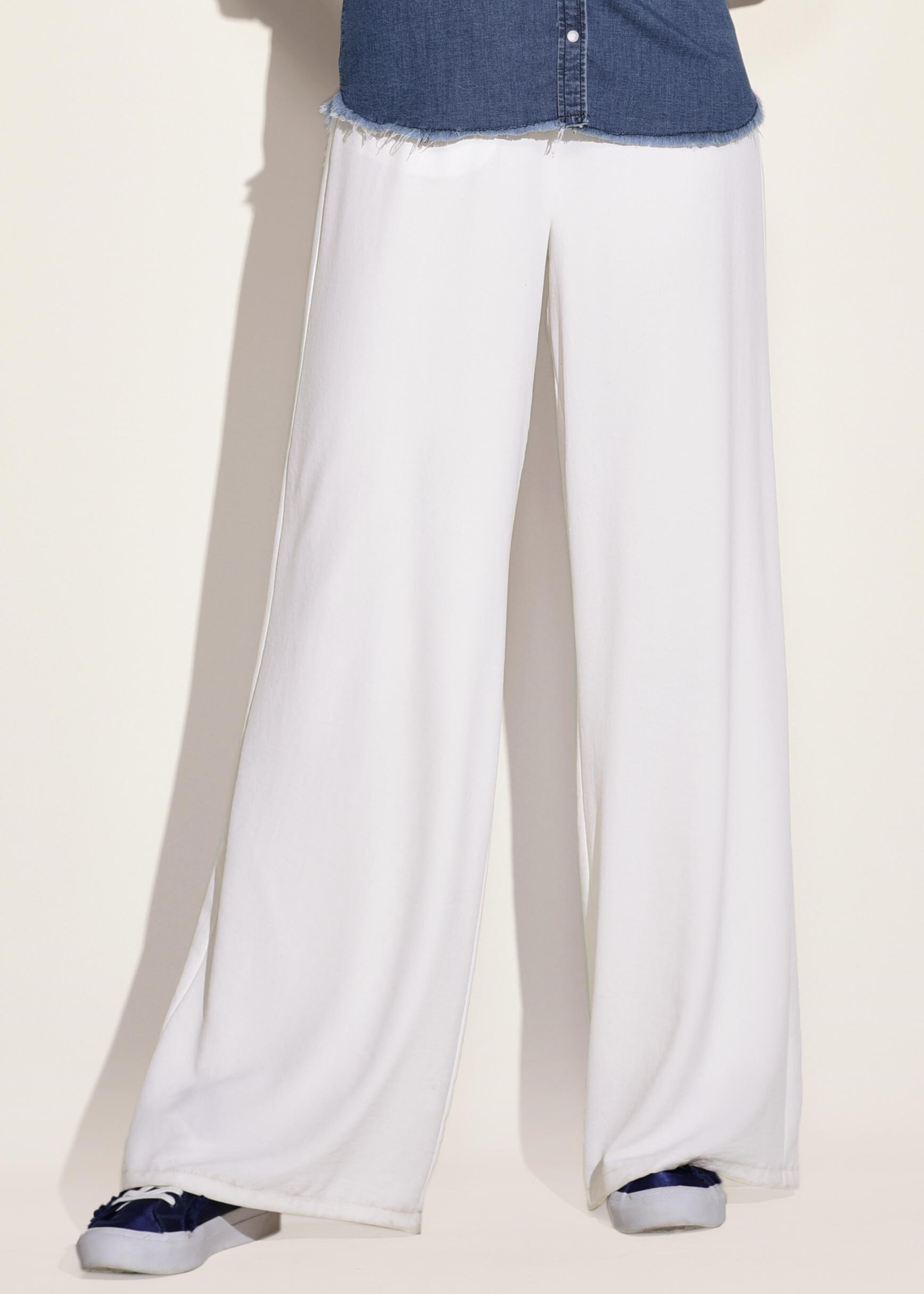 Tesettür giyim BEYAZ BELİ BAĞCIKLI SALAŞ PANTOLON 7316