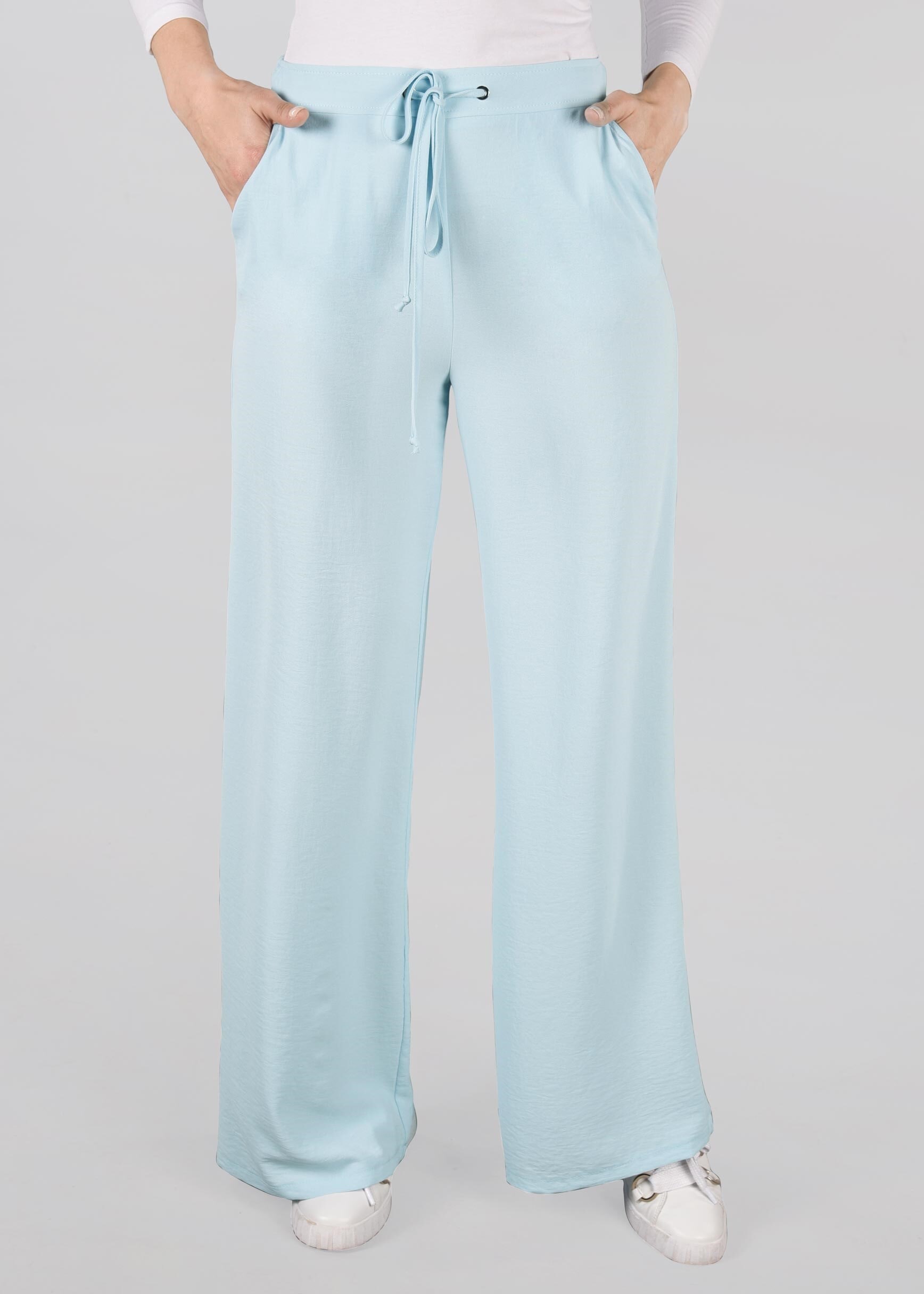 Tesettür giyim MAVİ BELİ BAĞCIKLI SALAŞ PANTOLON 7316