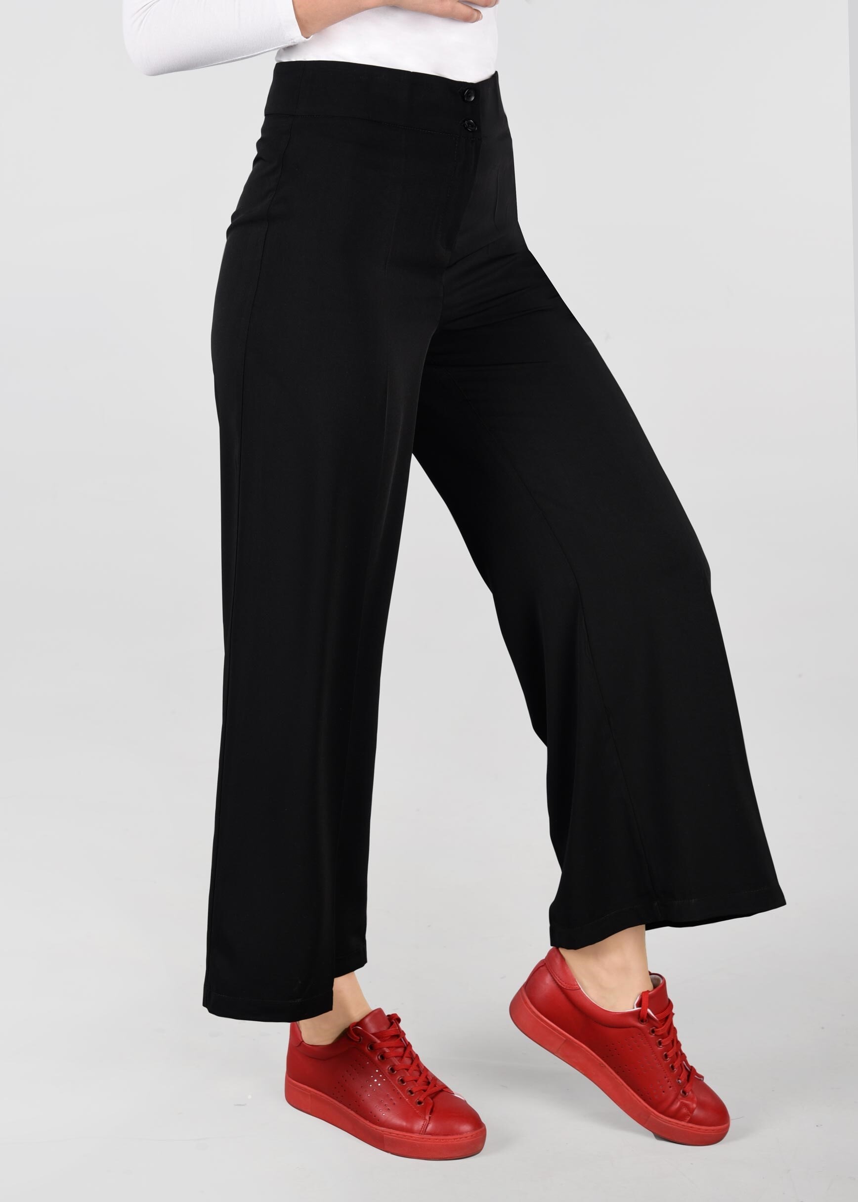 Tesettür giyim SİYAH BOL PAÇA PANTOLON 7317