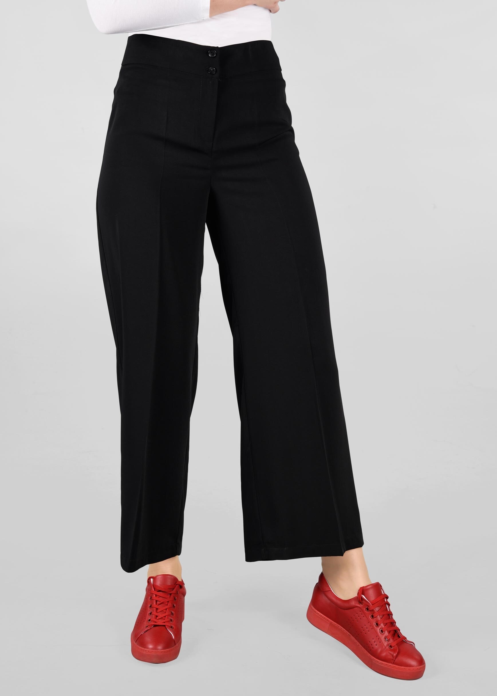 Tesettür giyim SİYAH BOL PAÇA PANTOLON 7317