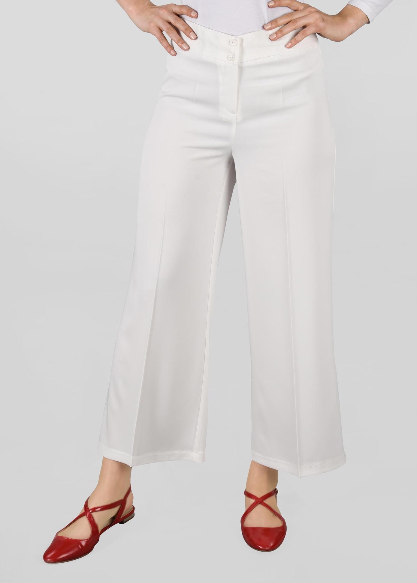 Tesettür giyim BEYAZ BOL PAÇA PANTOLON 7317