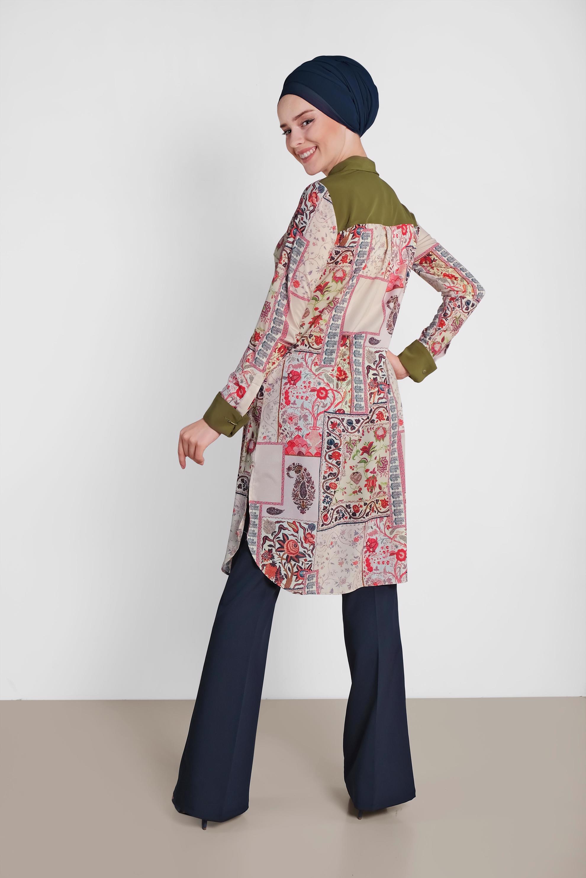 Tesettür giyim LACİVERT BOL PAÇA KUMAŞ PANTOLON 7319