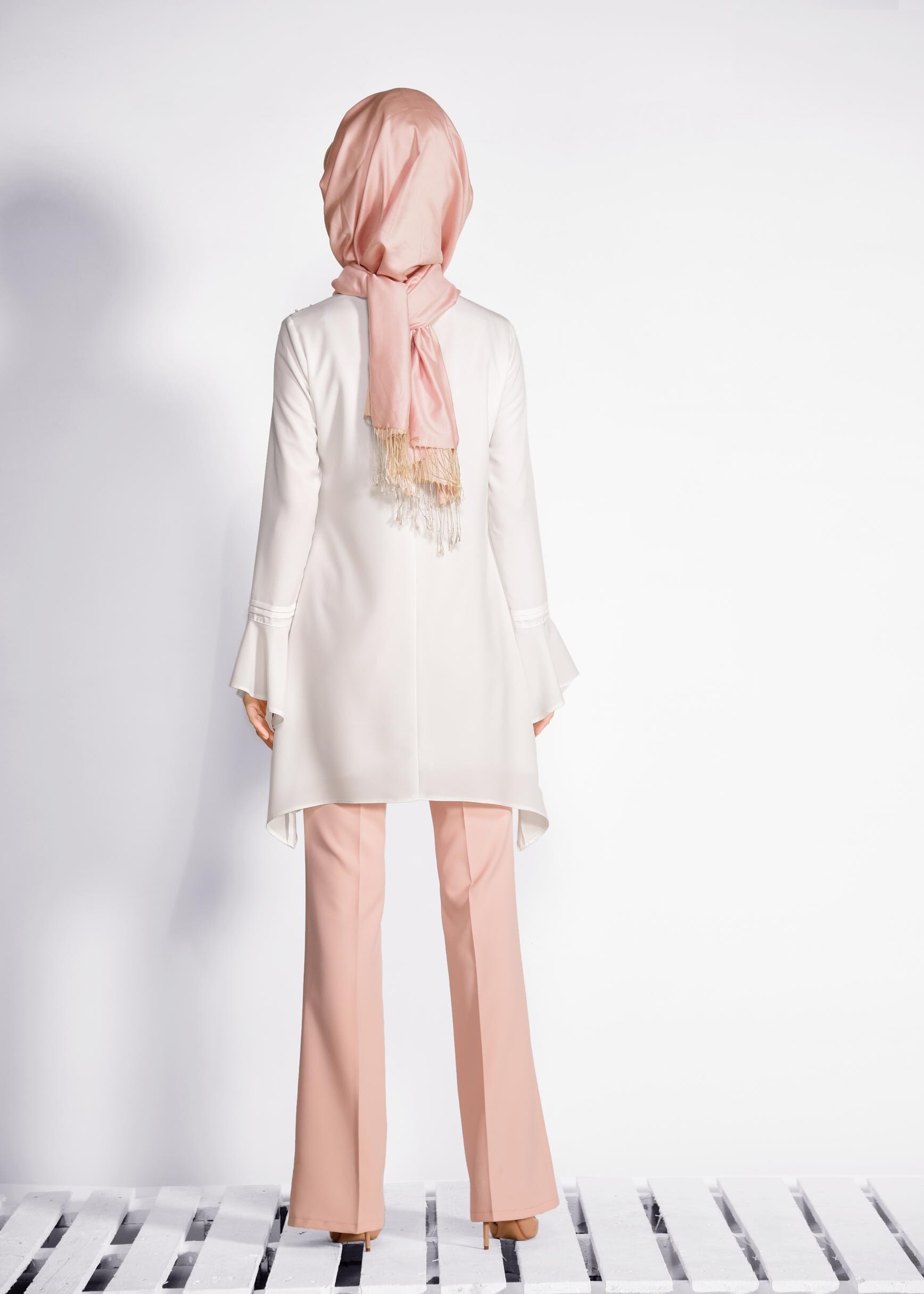 Tesettür giyim PUDRA BOL PAÇA KUMAŞ PANTOLON 7319