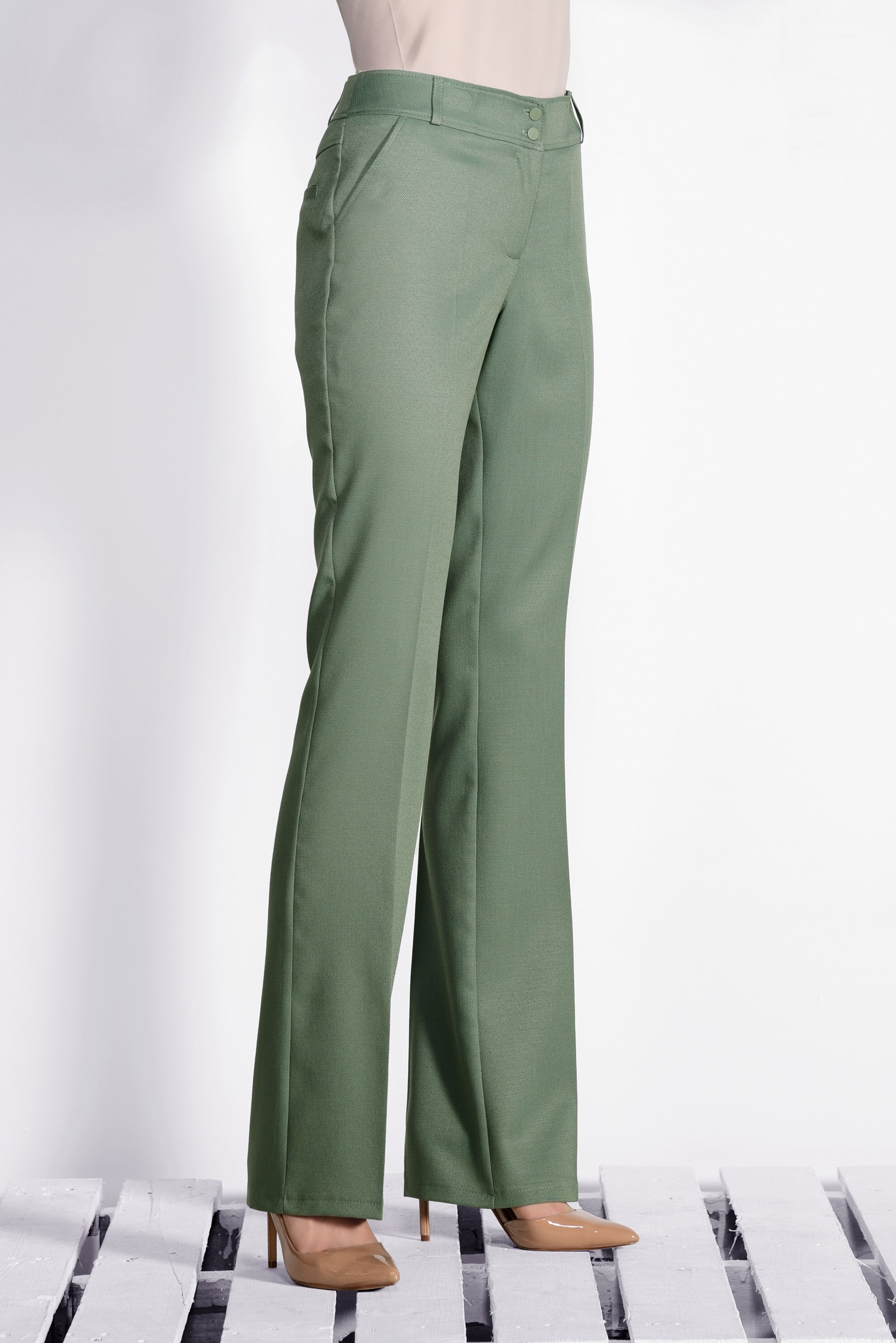 Tesettür giyim YEŞİL KLASİK KESİM BOL PAÇA PANTOLON 7320