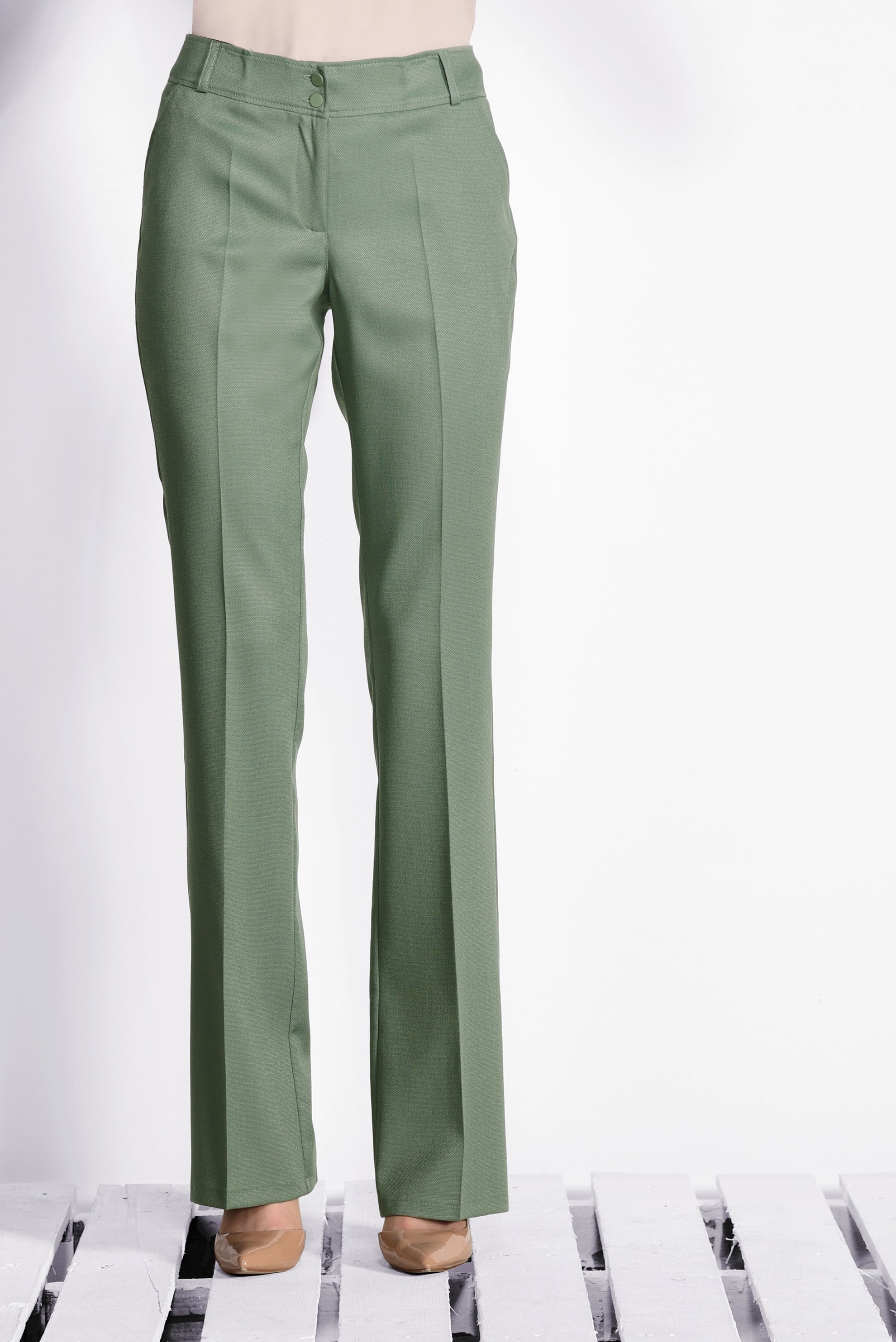 Tesettür giyim YEŞİL KLASİK KESİM BOL PAÇA PANTOLON 7320