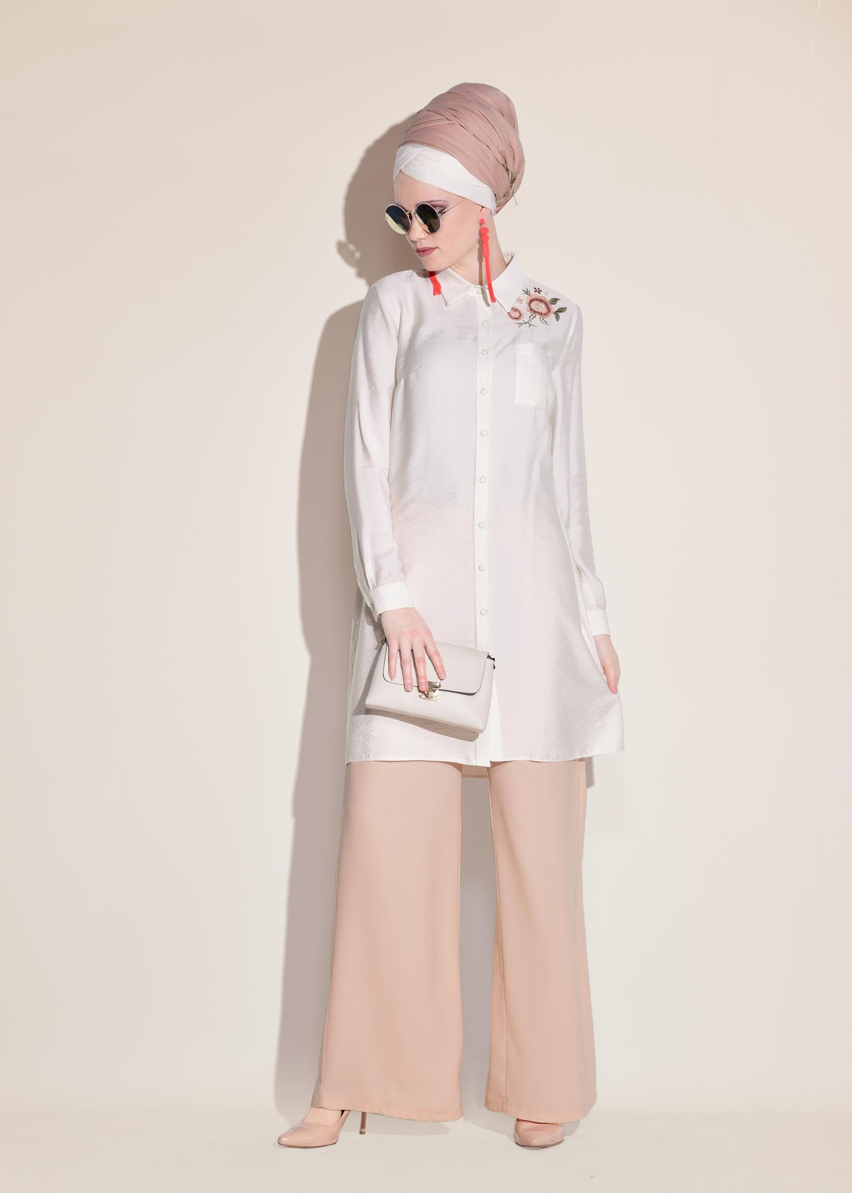 Tesettür giyim PUDRA BOL PAÇA PANTOLON 7321