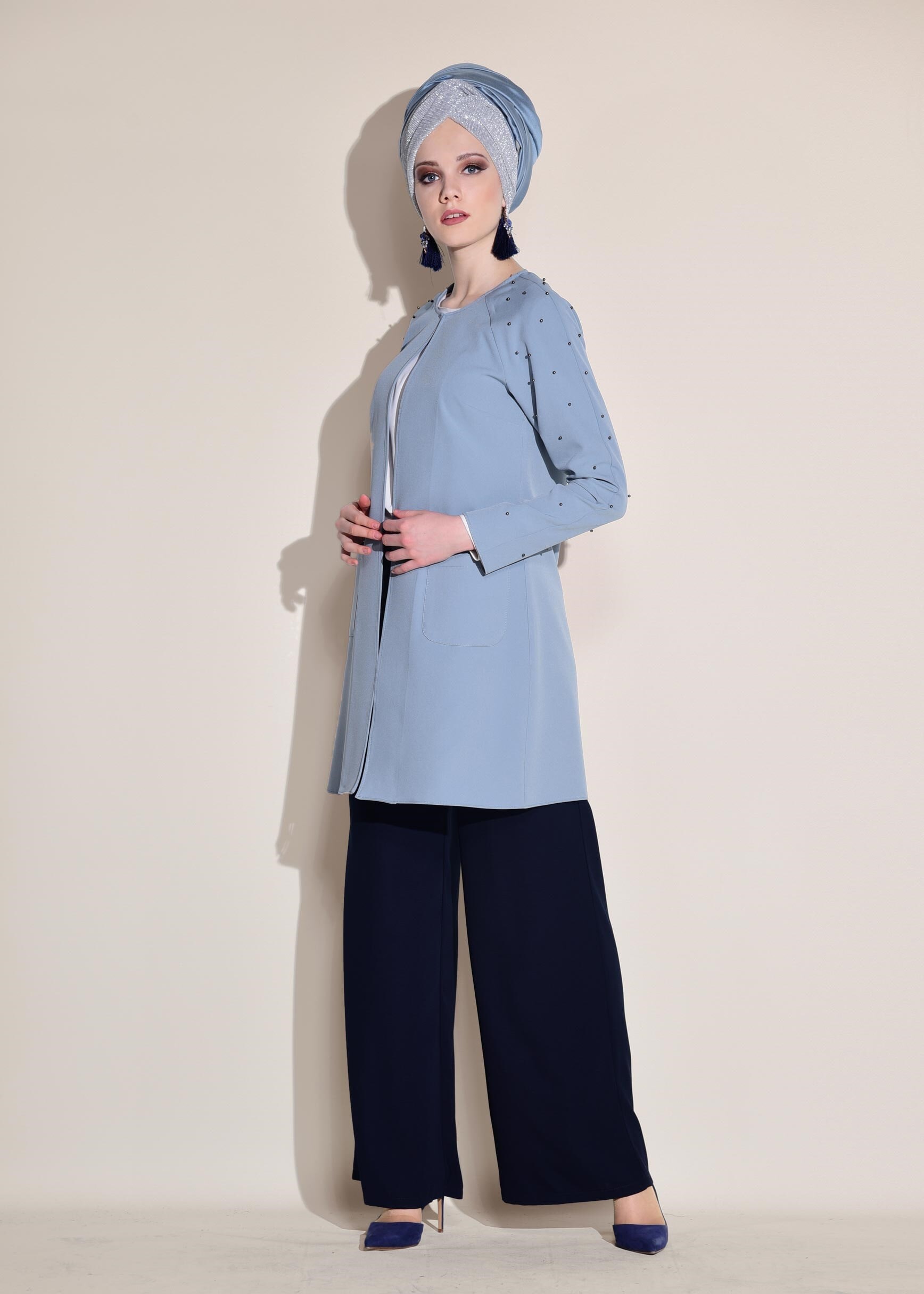 Tesettür giyim LACİVERT BOL PAÇA PANTOLON 7321