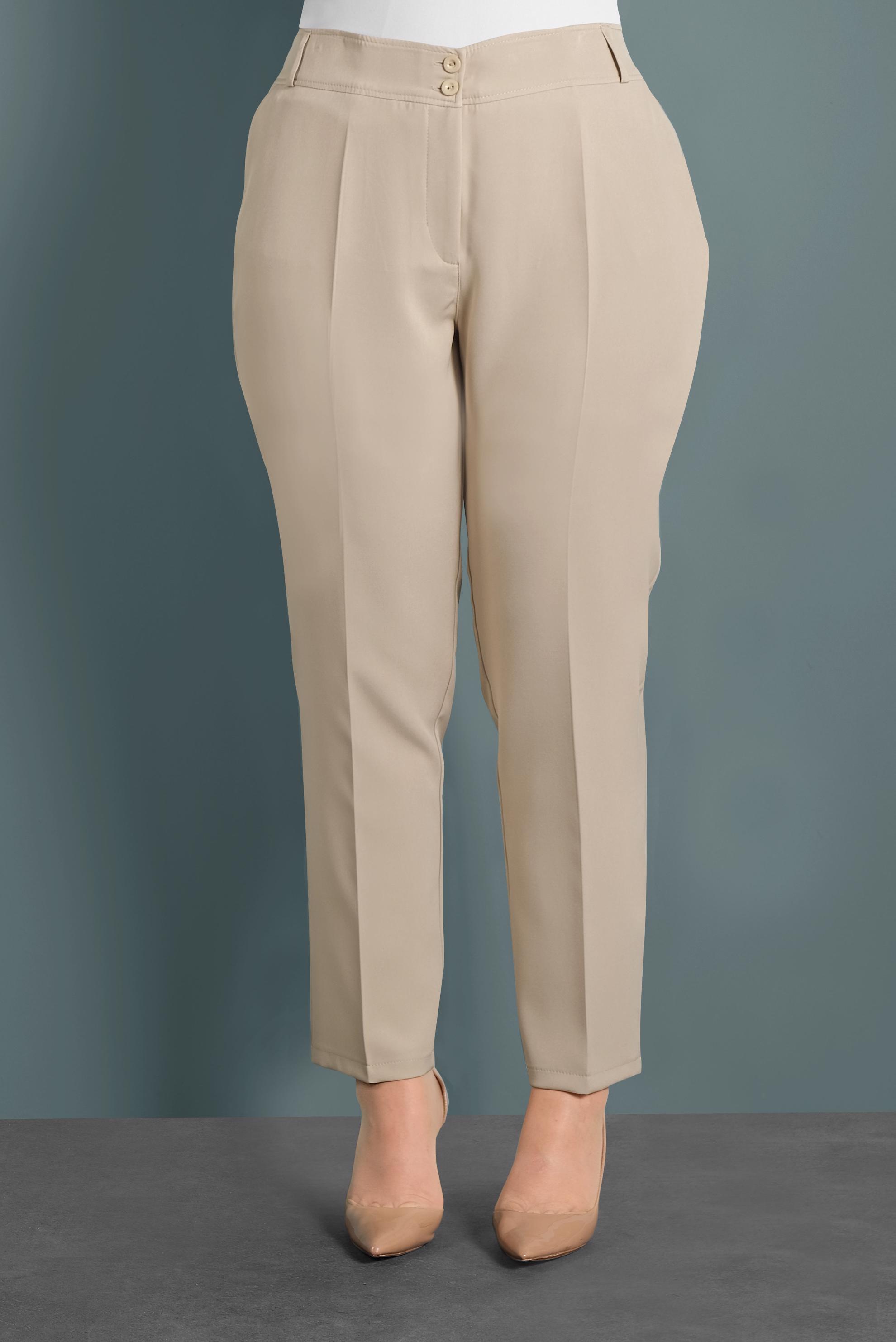 Tesettür giyim BEJ KUMAŞ PANTOLON 7322