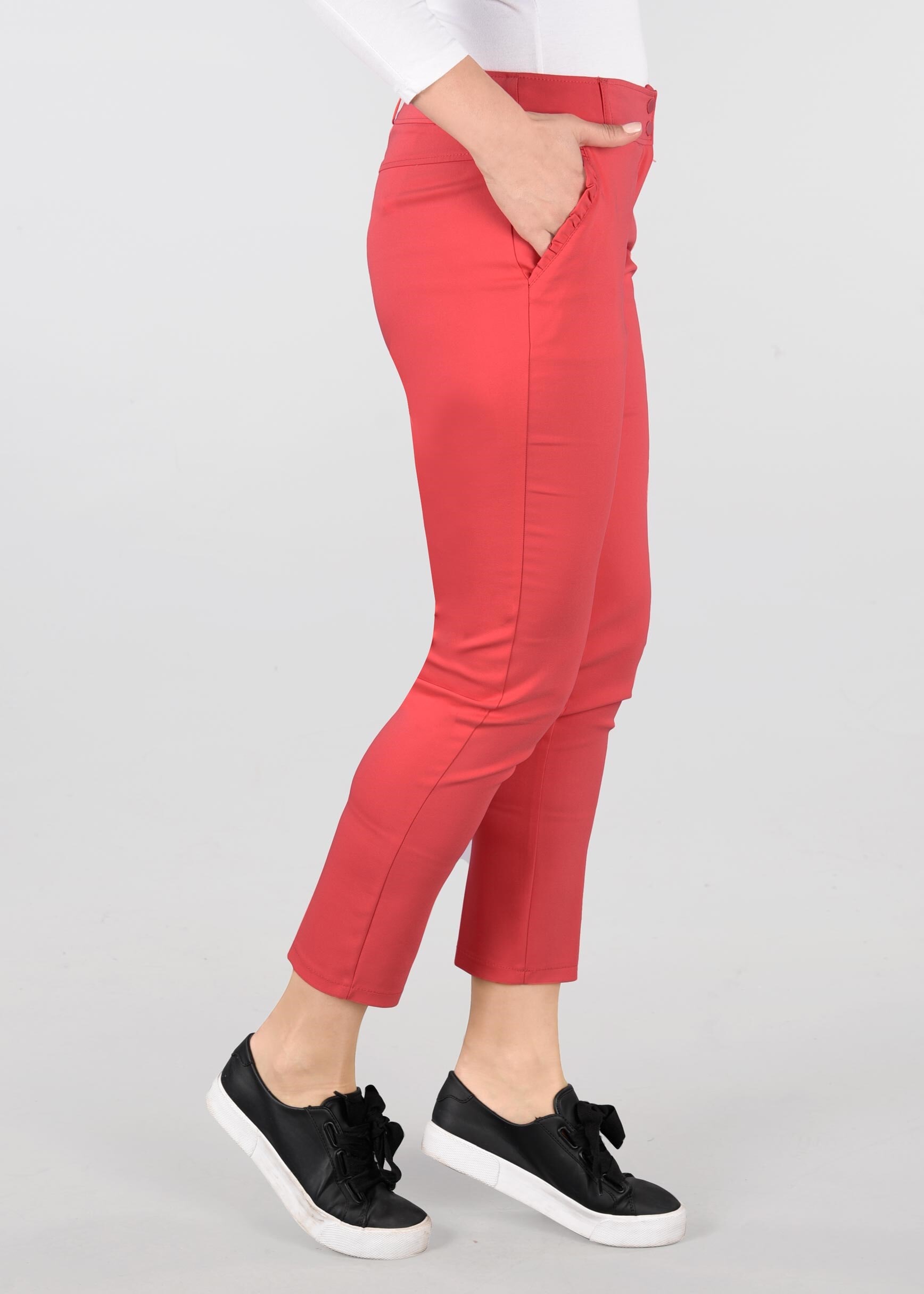 Tesettür giyim KIRMIZI ORTA BEL PANTOLON 7326