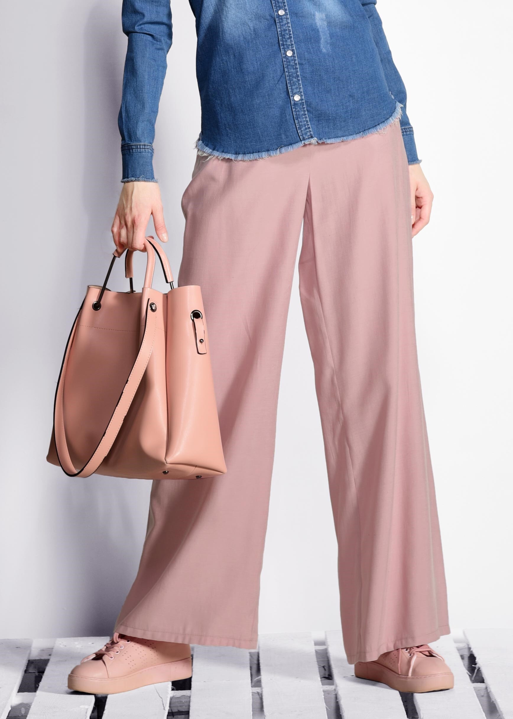 Tesettür giyim PUDRA YÜKSEL BEL BAĞCIKLI PANTOLON 7327