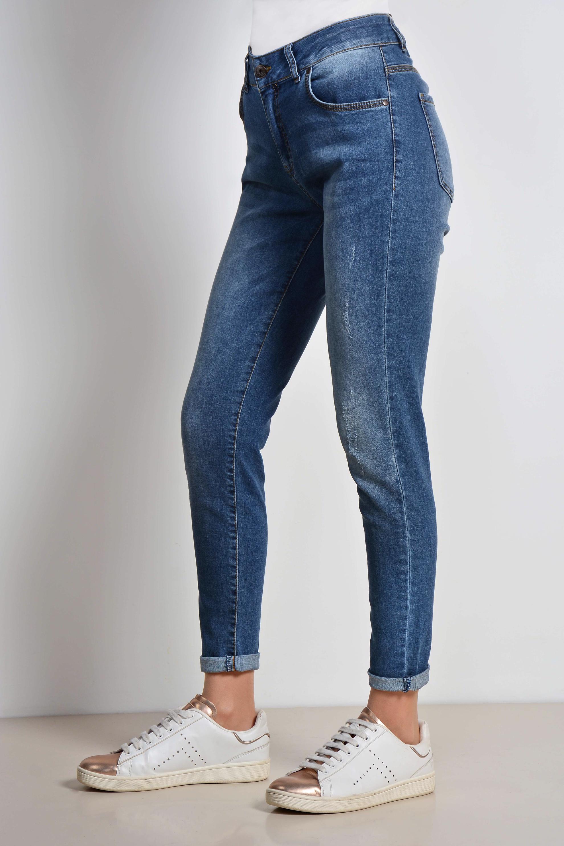 Tesettür giyim MAVİ ARA BEL PAMUKLU DENİM PANTOLON 7328