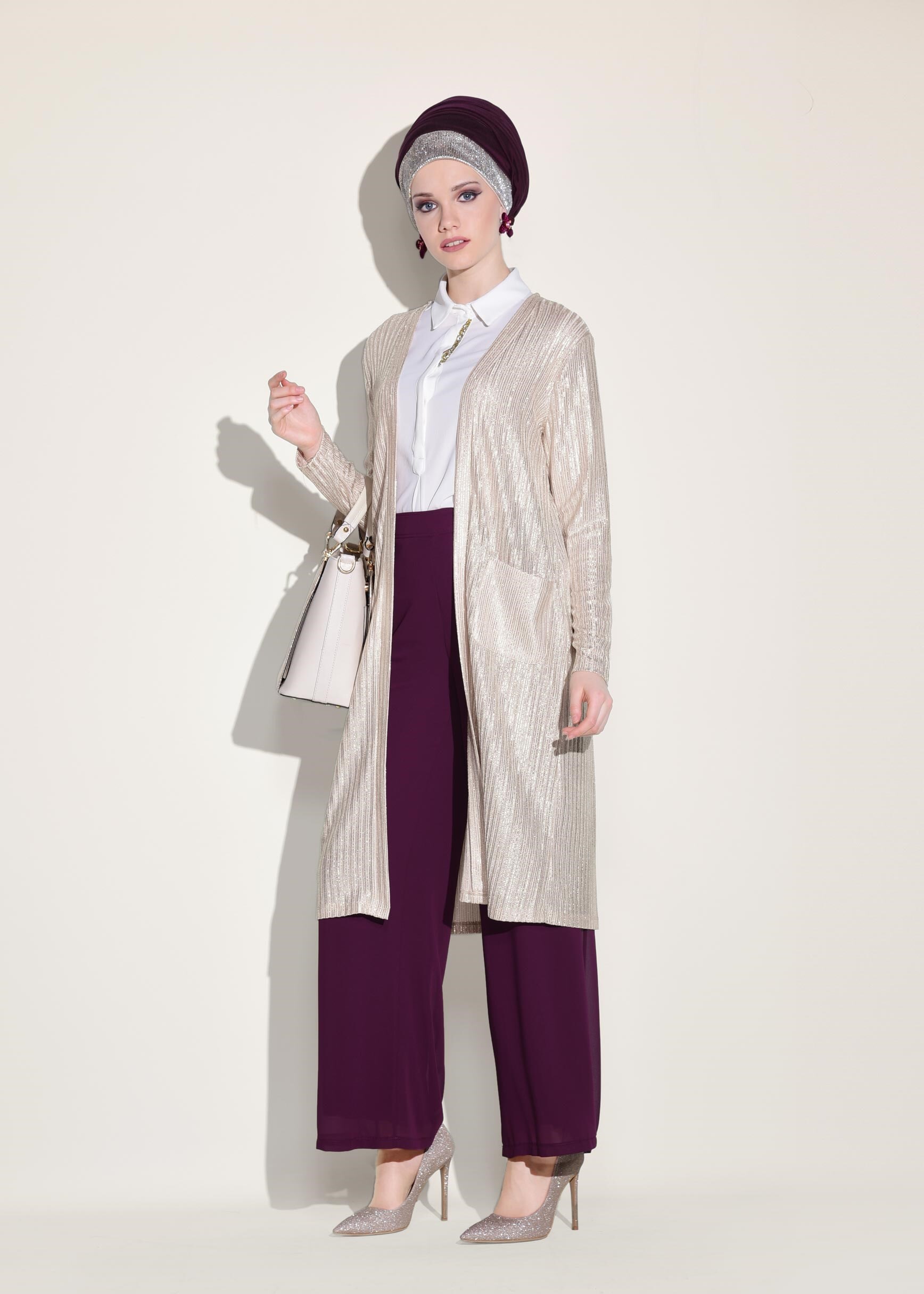 Tesettür giyim MÜRDÜM ŞİFON PANTOLON 7330