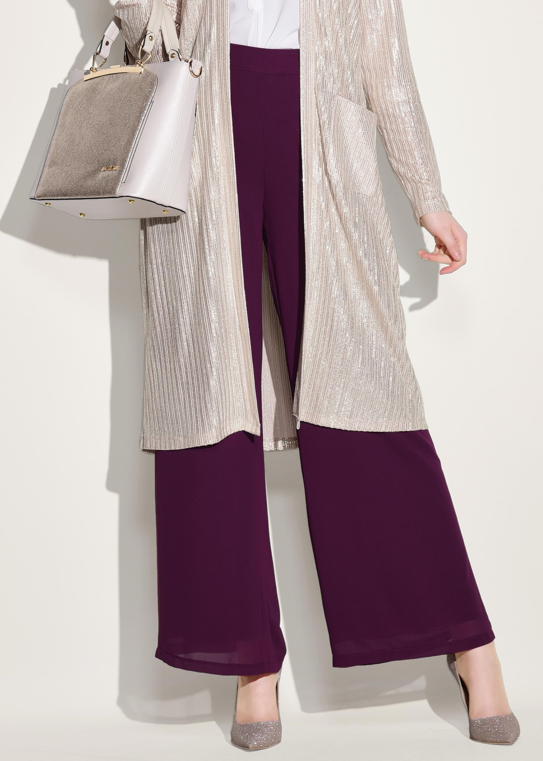 Tesettür giyim MÜRDÜM ŞİFON PANTOLON 7330