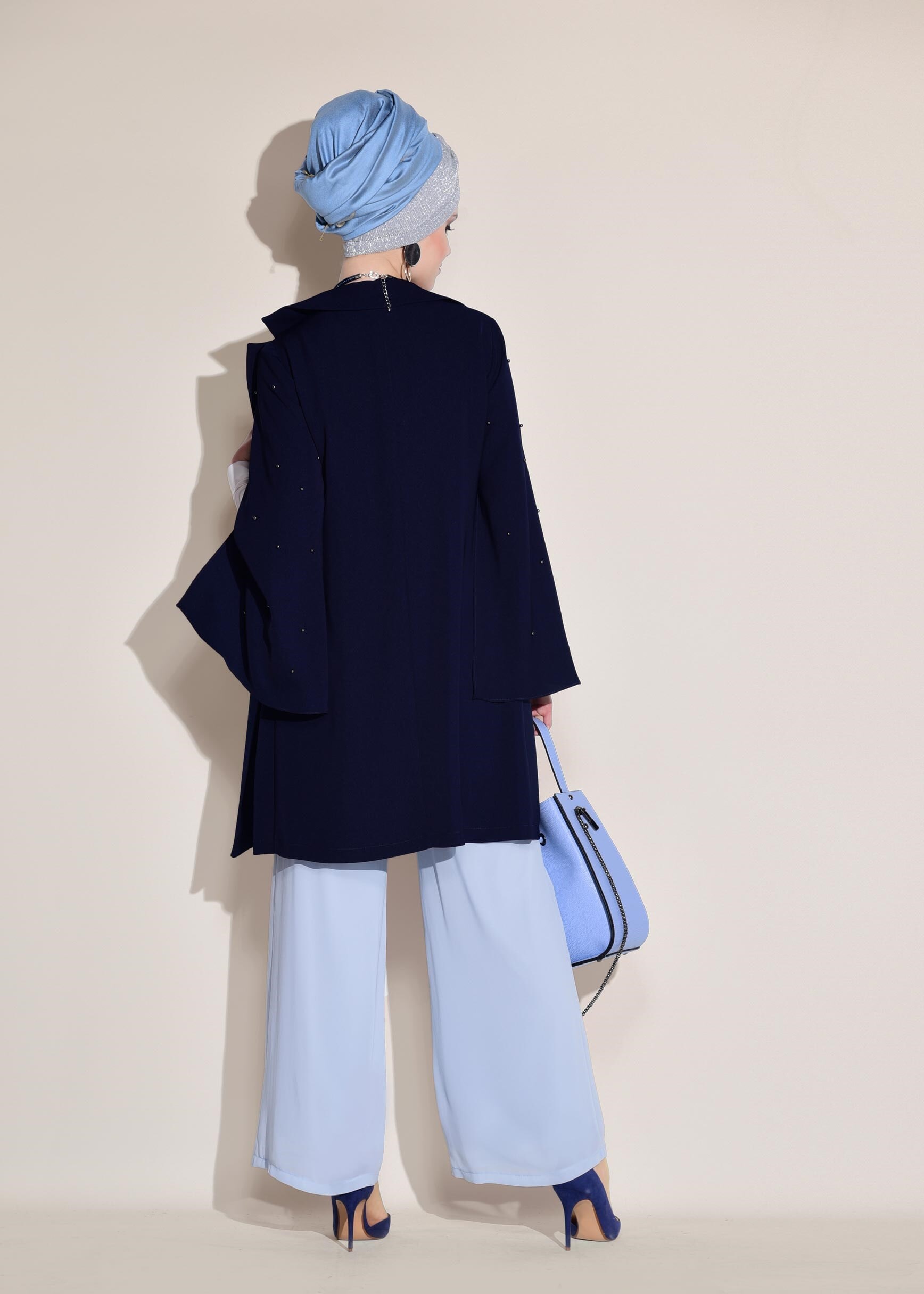 Tesettür giyim MAVİ ŞİFON PANTOLON 7330