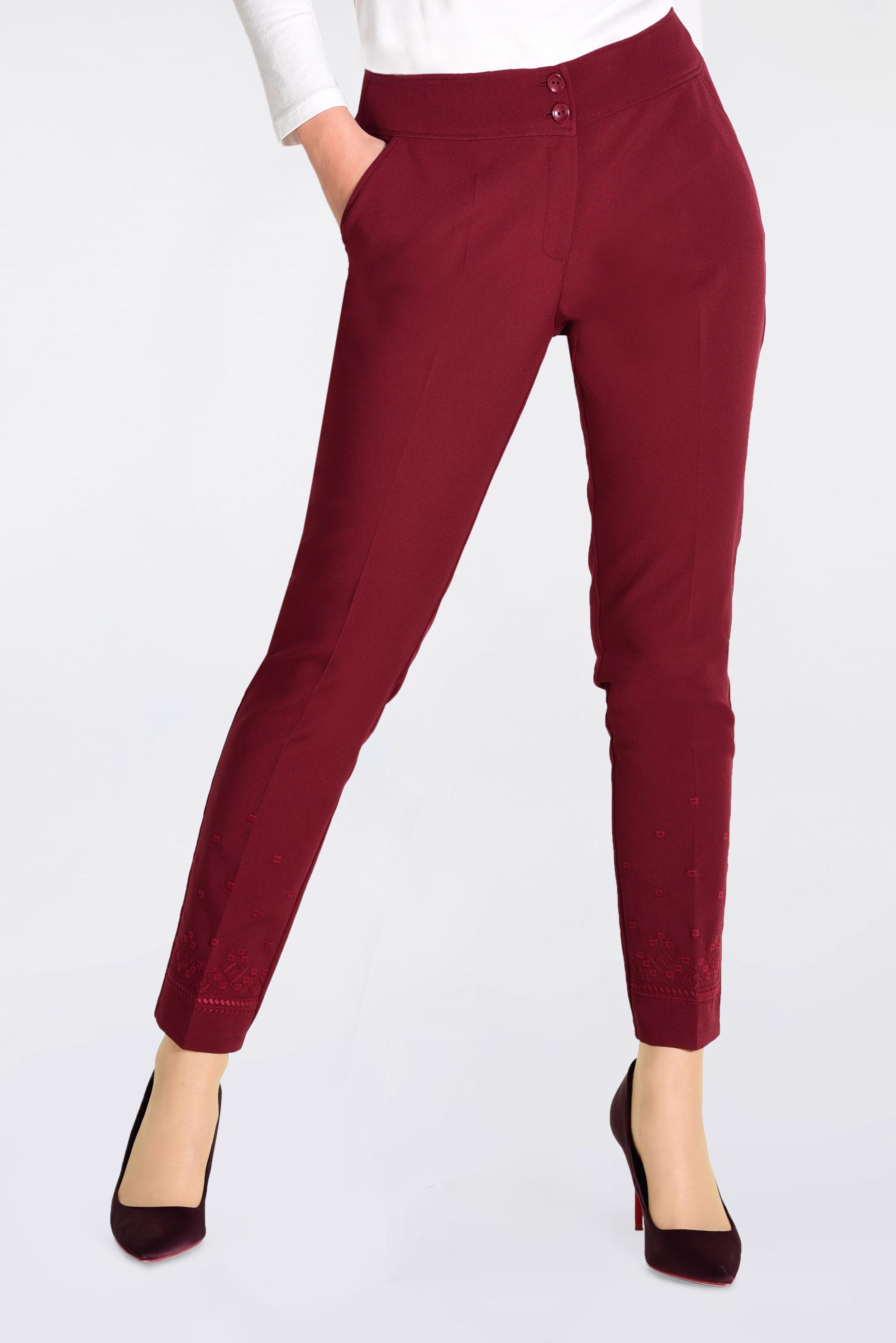 Tesettür giyim BORDO BİLEK KISMI NAKIŞ İŞLEMELİ PANTOLON 7331