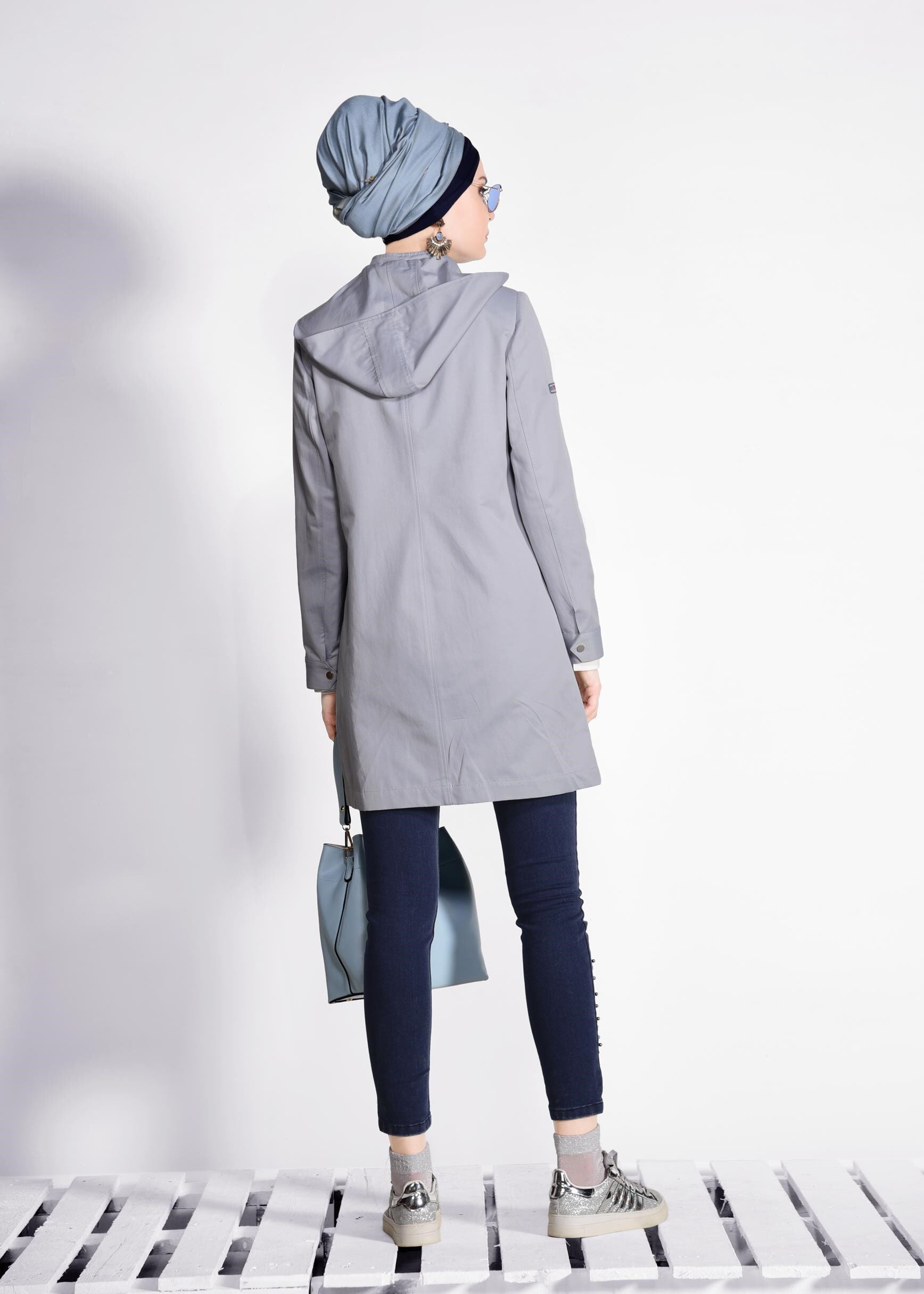 Tesettür giyim MAVİ İNCİ İŞLEMELİ DENİM PANTOLON 7335